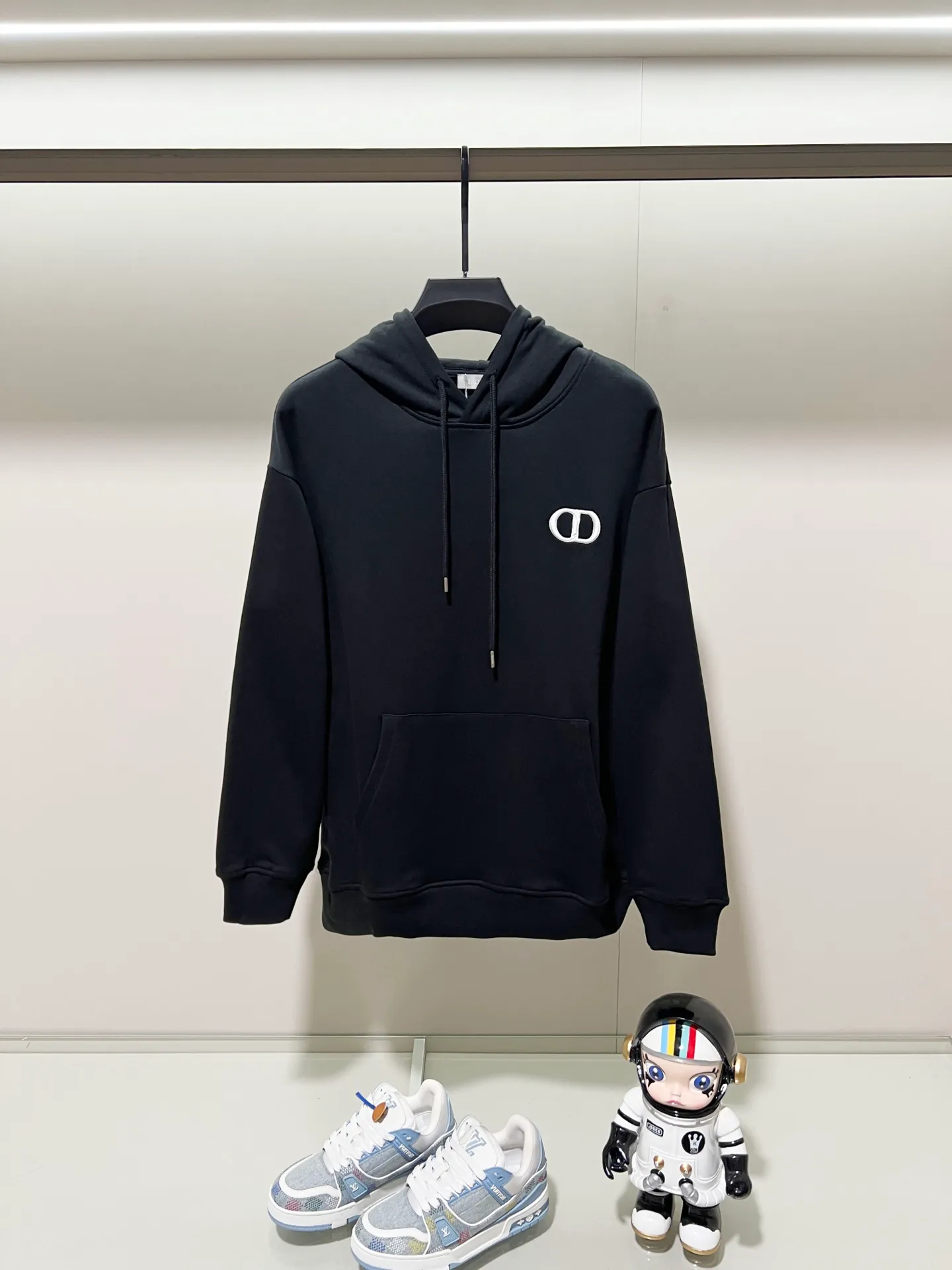 🅿️290 DIOR/Dior 420g pure cotton fabric hooded sweatshirt, classic and simple micro-label CD letter logo LOGO embroidery🪡 process, official synchronization, high version, high quality, fashionable personality, versatile trend, pure original quality, original fabric, tag, collar label, washed wheat, complete three standards, color: black, white, pink, gray, khaki. Size: XS-L