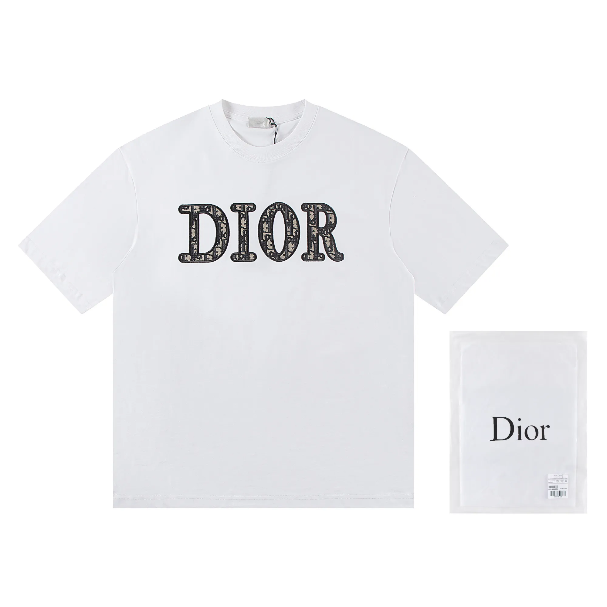 🅿️160 Dior*2025 latest short-sleeved material: high version 300g double yarn combed cotton Size: S M L XL Color: black white Style number: W2604