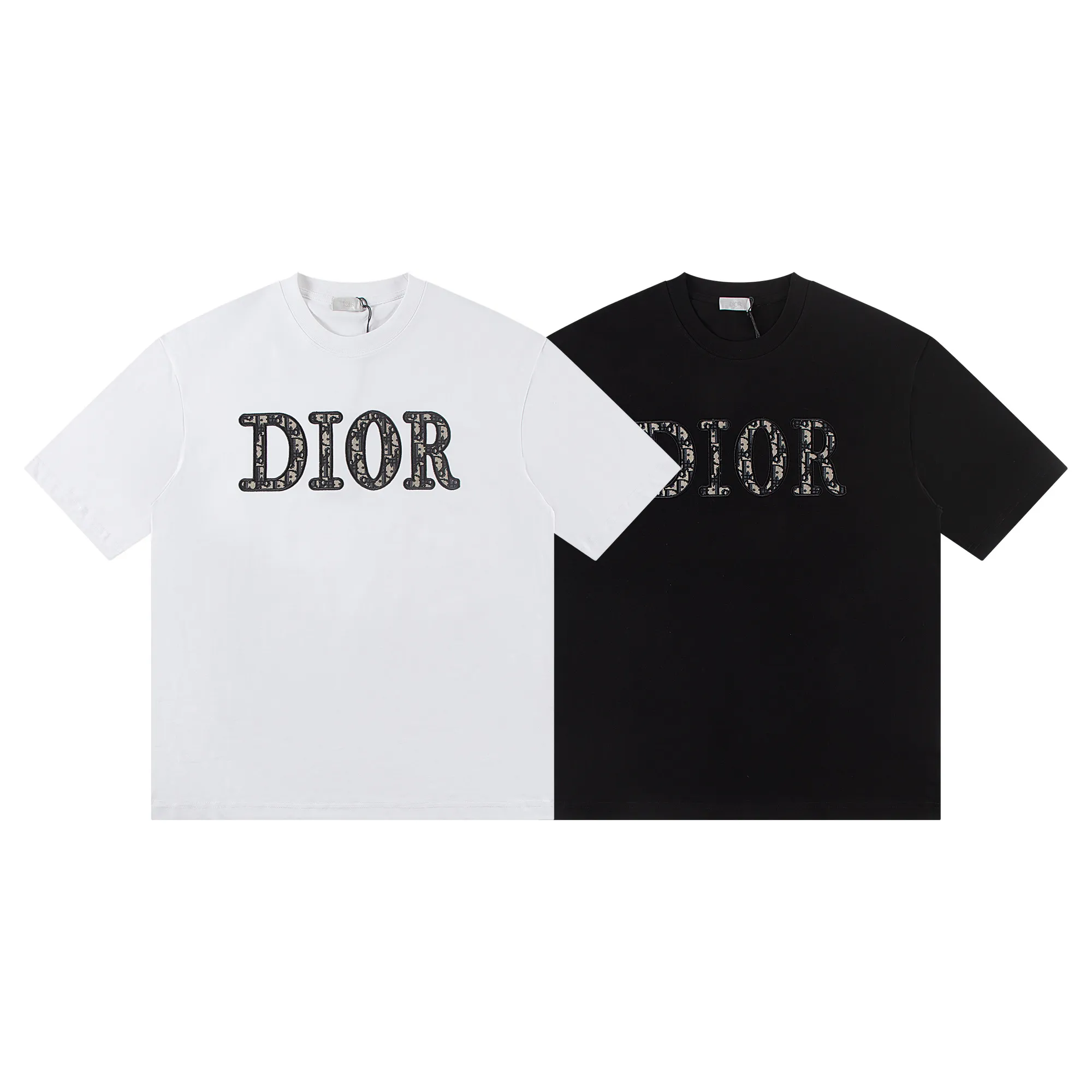 🅿️160 Dior*2025 latest short-sleeved material: high version 300g double yarn combed cotton Size: S M L XL Color: black white Style number: W2604