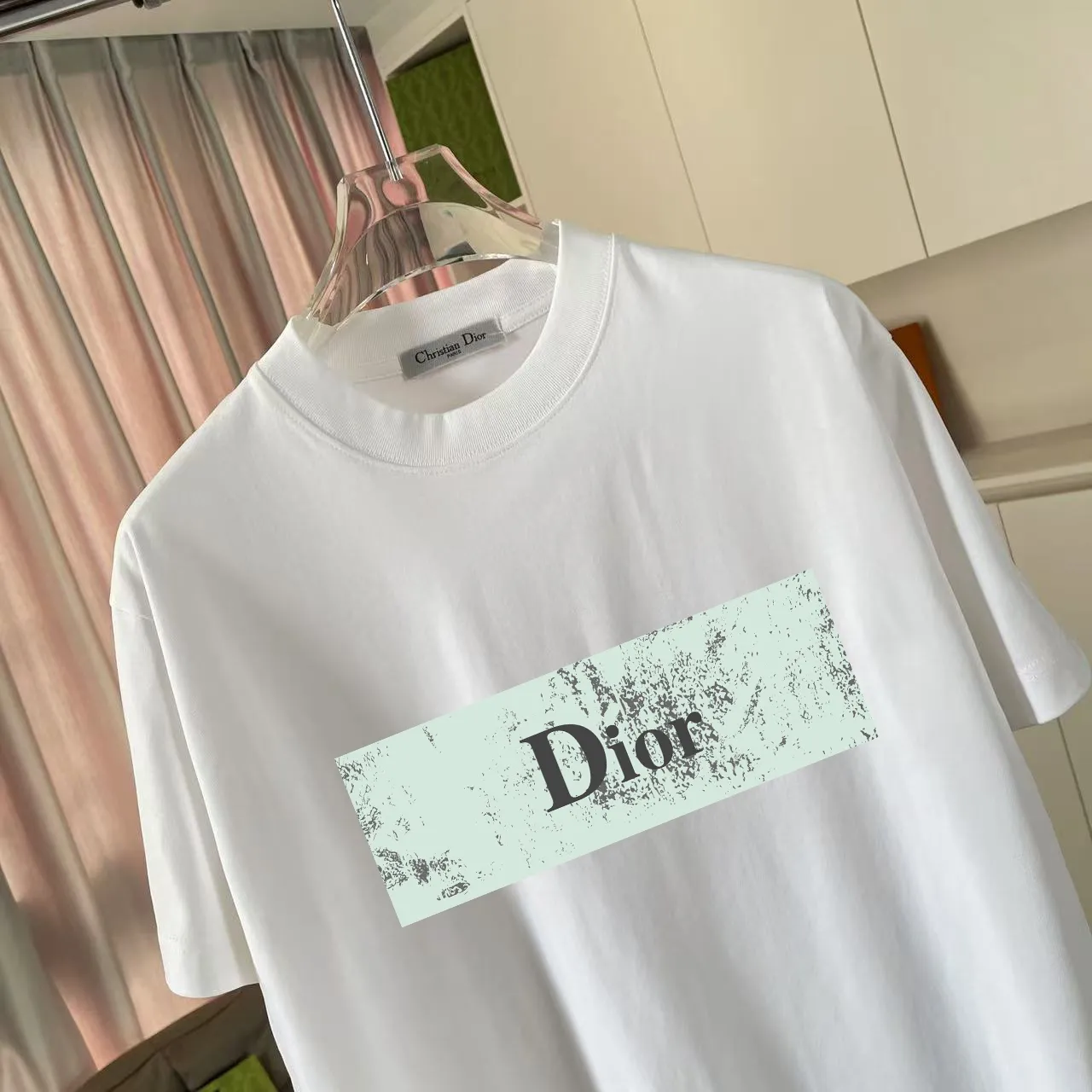 🅿️170 Dio*Dior 2025 summer new style Personalized letter logo printing Short-sleeved T-shirt Customized fabric 300g Same style for men and women Color: Black White Purple Iron Gray Size: S M L XL XXL Five codes​