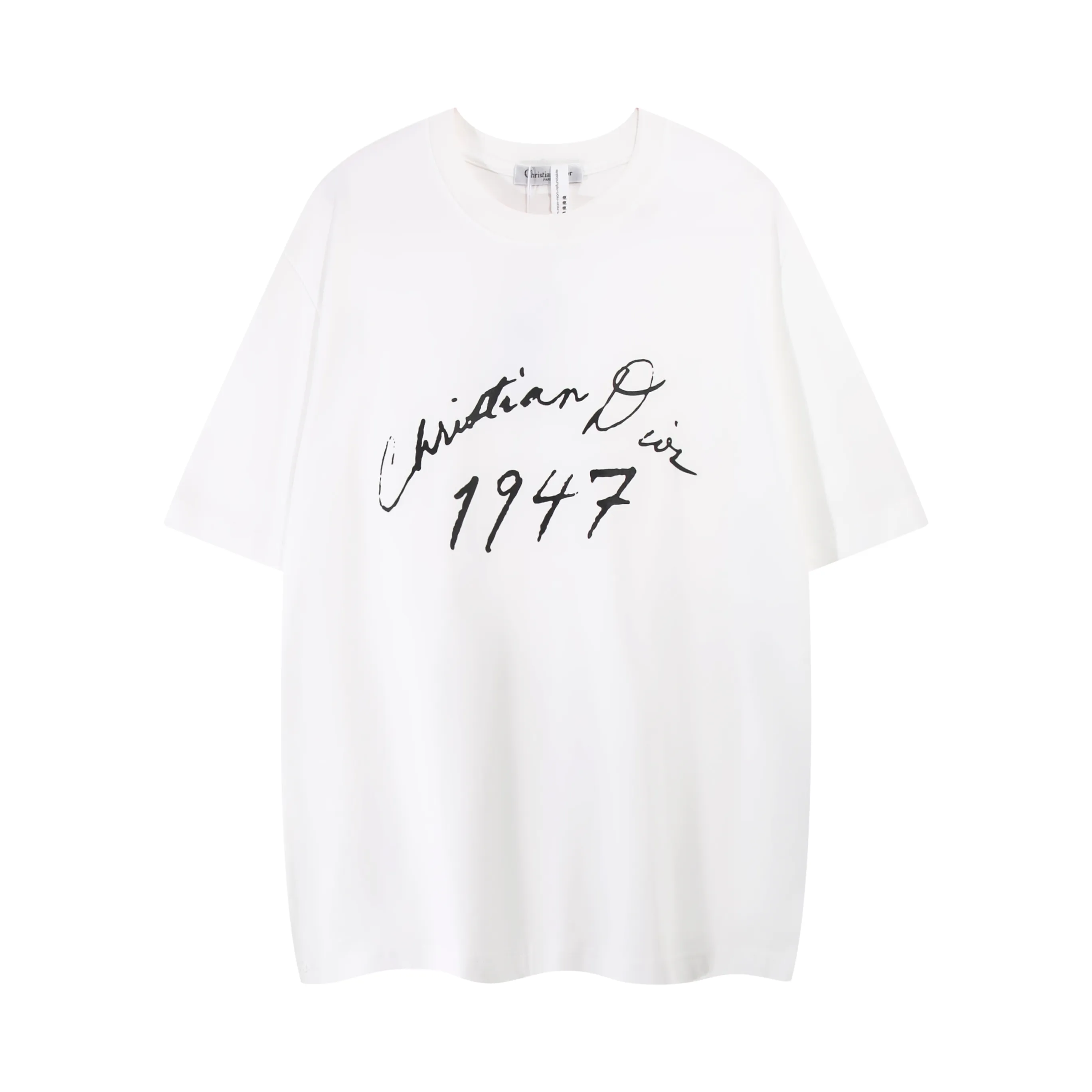 🅿️190 High-quality new Dior 2024 new handwritten signature loose-fitting T-shirt. This T-shirt is decorated with a handwritten style Christian1947 flocking logo, highlighting Mr. Dior’s signature and the year the Dior brand launched its first series. Crafted from black cotton jersey in a relaxed fit, it features a classic ribbed crew neck. Enhances any casual look. Double yarn cotton cover cotton fabric is a special double yarn fabric, which is made of double layers of gauze interwoven. Its yarn fineness is very small, making the fabric more delicate, soft and comfortable to wear. At the same time, the double-layer yarn structure makes the fabric have very good hygroscopic properties, which can effectively wick away sweat and keep the body dry; it is also moisture-proof and