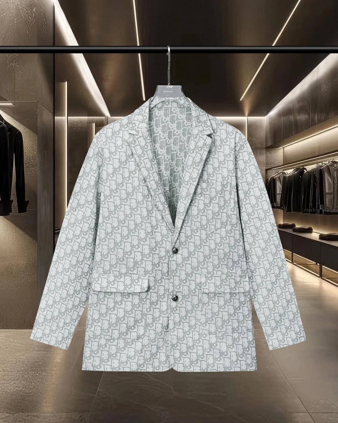 🅿️416 DIOR Dior's hot style is coming. All-over printed barrage logo lapel suit denim jacket. 2025ss official website new jacquard logo, exquisite logo. High-end version, custom-made fabrics at the counter. Highly breathable and comfortable, exquisitely crafted, with impeccable detail processing, custom-made logo engraved buttons, and complete three labels. Brand element design concept reflects high quality. It feels delicate and soft! It presents a casual cut and the upper body shape is great! 🐍Size: M-XXL