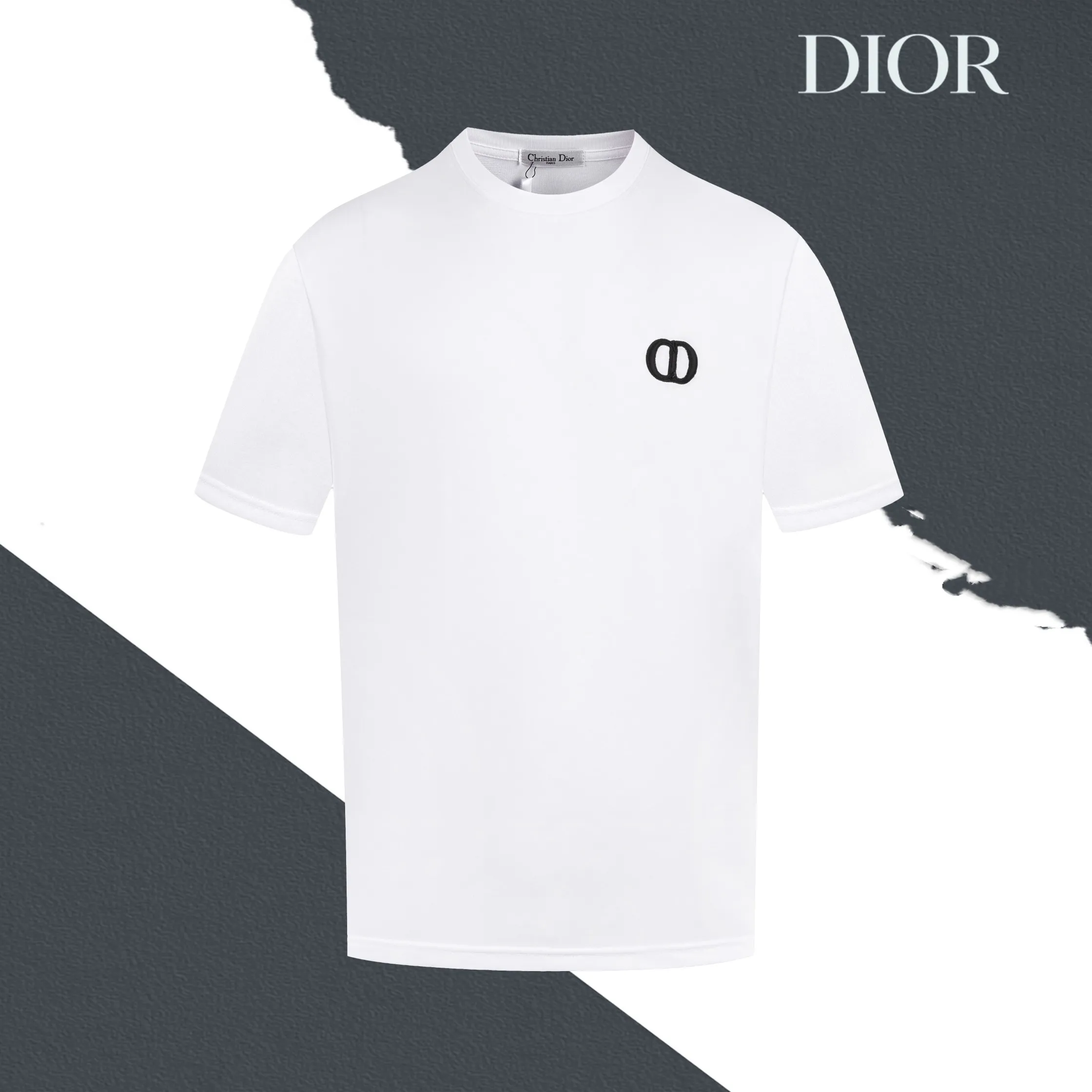 🅿️160 model number S05 DIOR classic chest small logo letter embroidery round neck short sleeves embroidery, full package, three labels complete, original supporting accessories 1:1, main mark process, very high-end, has been pre-shrunk at high temperature, not easy to deform after repeated washing, pure cotton 280 grams, high weight, 32 count double yarn, no pilling, no fading, comfortable and breathable, matched with 1x1 thread in the same cylinder, oversize loose version Can wear up to 220 pounds Color: black white Size: XS-L