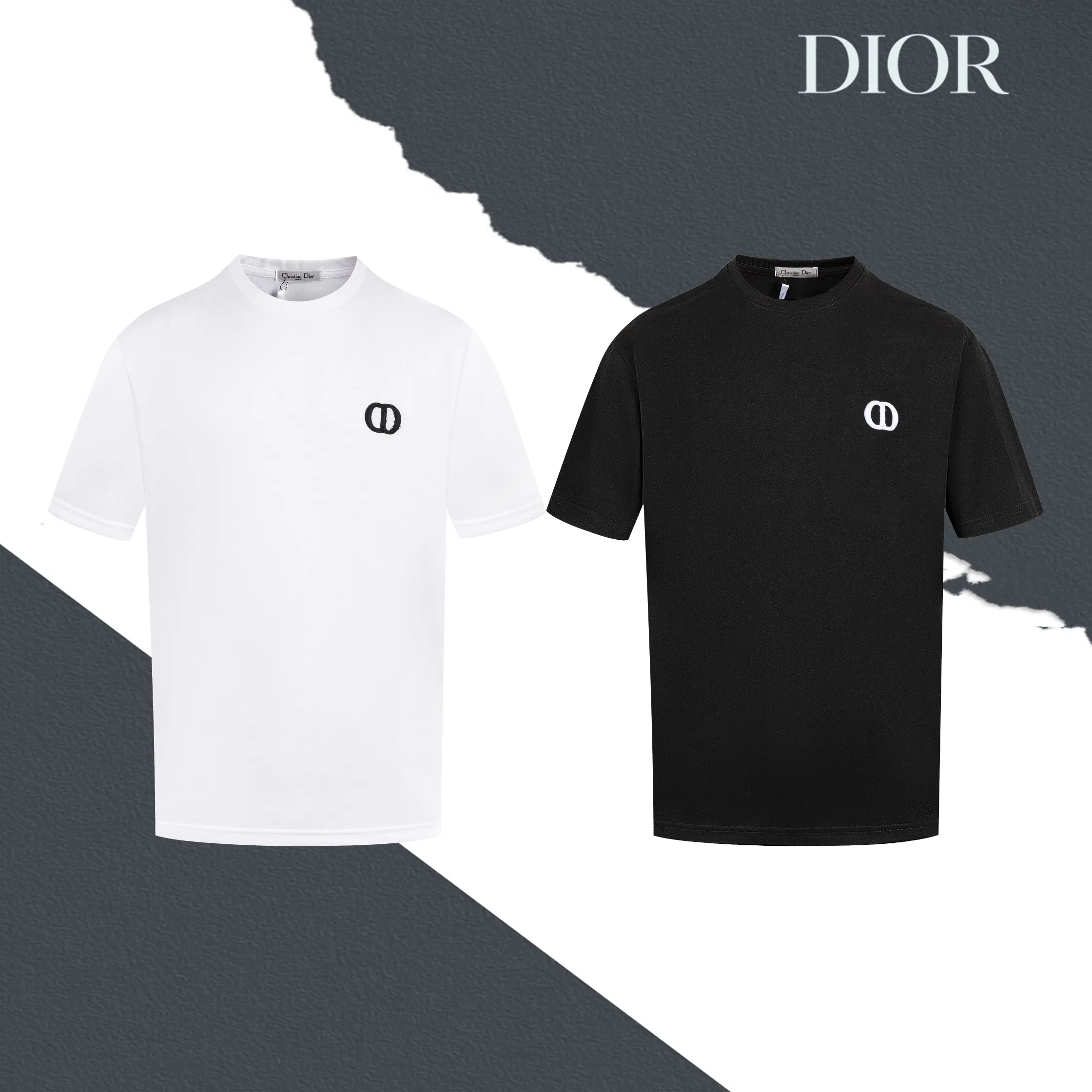 🅿️160 model number S05 DIOR classic chest small logo letter embroidery round neck short sleeves embroidery, full package, three labels complete, original supporting accessories 1:1, main mark process, very high-end, has been pre-shrunk at high temperature, not easy to deform after repeated washing, pure cotton 280 grams, high weight, 32 count double yarn, no pilling, no fading, comfortable and breathable, matched with 1x1 thread in the same cylinder, oversize loose version Can wear up to 220 pounds Color: black white Size: XS-L