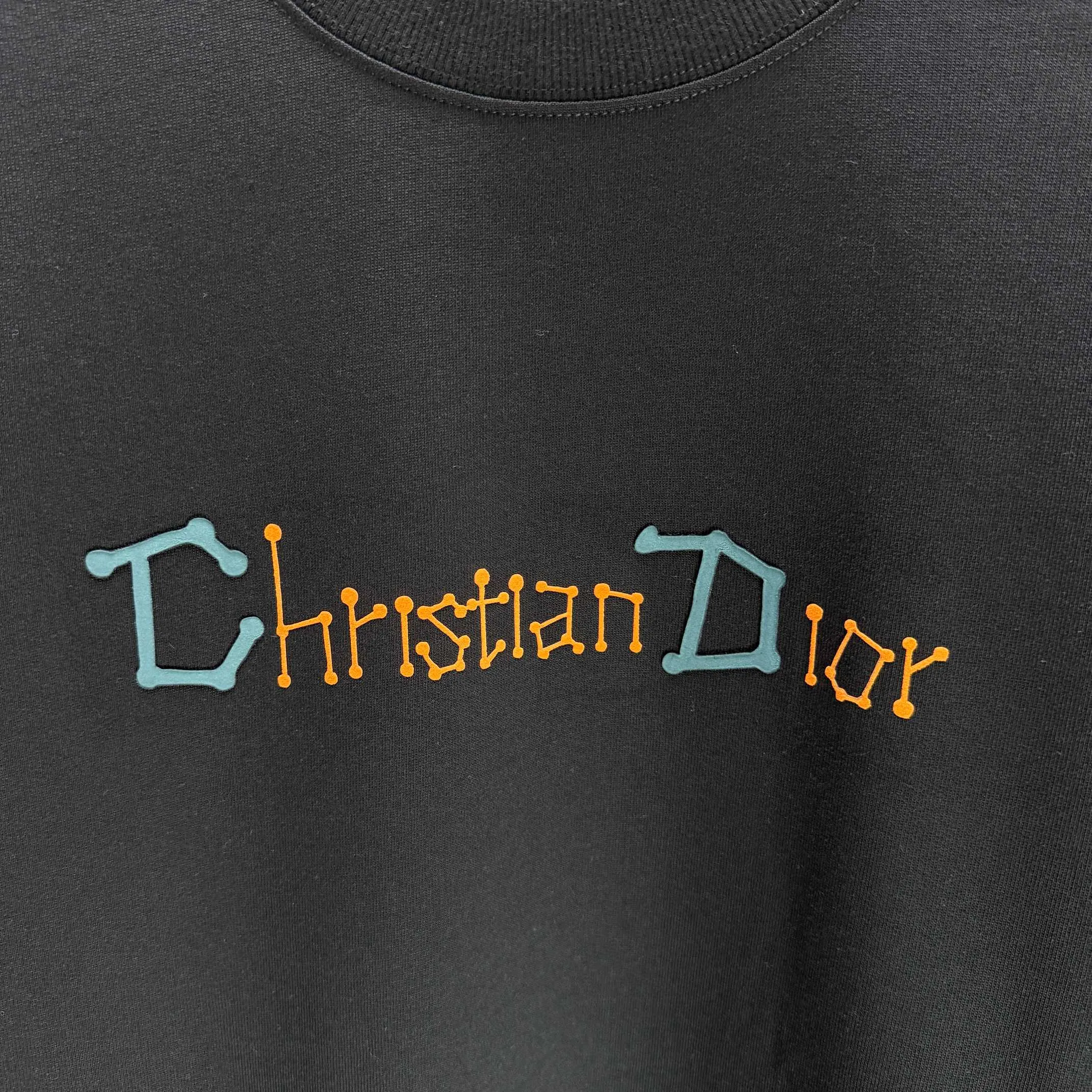 🅿️250 Dio* Dior* 2025 autumn and winter new round neck sweatshirt 400 grams terry cotton letter logo flocking ➕skin-feeling cotton Color: Black White Blue Gray Size: S M L XL XXL