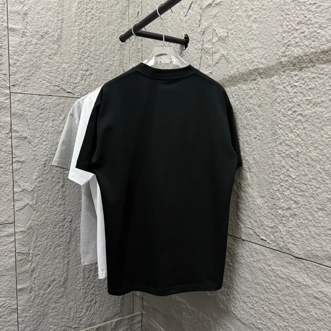 🅿️180 Dio*Dior* 2025 Spring and Summer Style Classic Yellow Letter Print Personalized Logo Customized Double Yarn Plain Cotton Fabric Short Sleeve T-shirt Unisex Size: S (90-130kg) M (120-150kg) L (140-165kg) XL (160-180kg) XXL (180-210kg) Color: black white