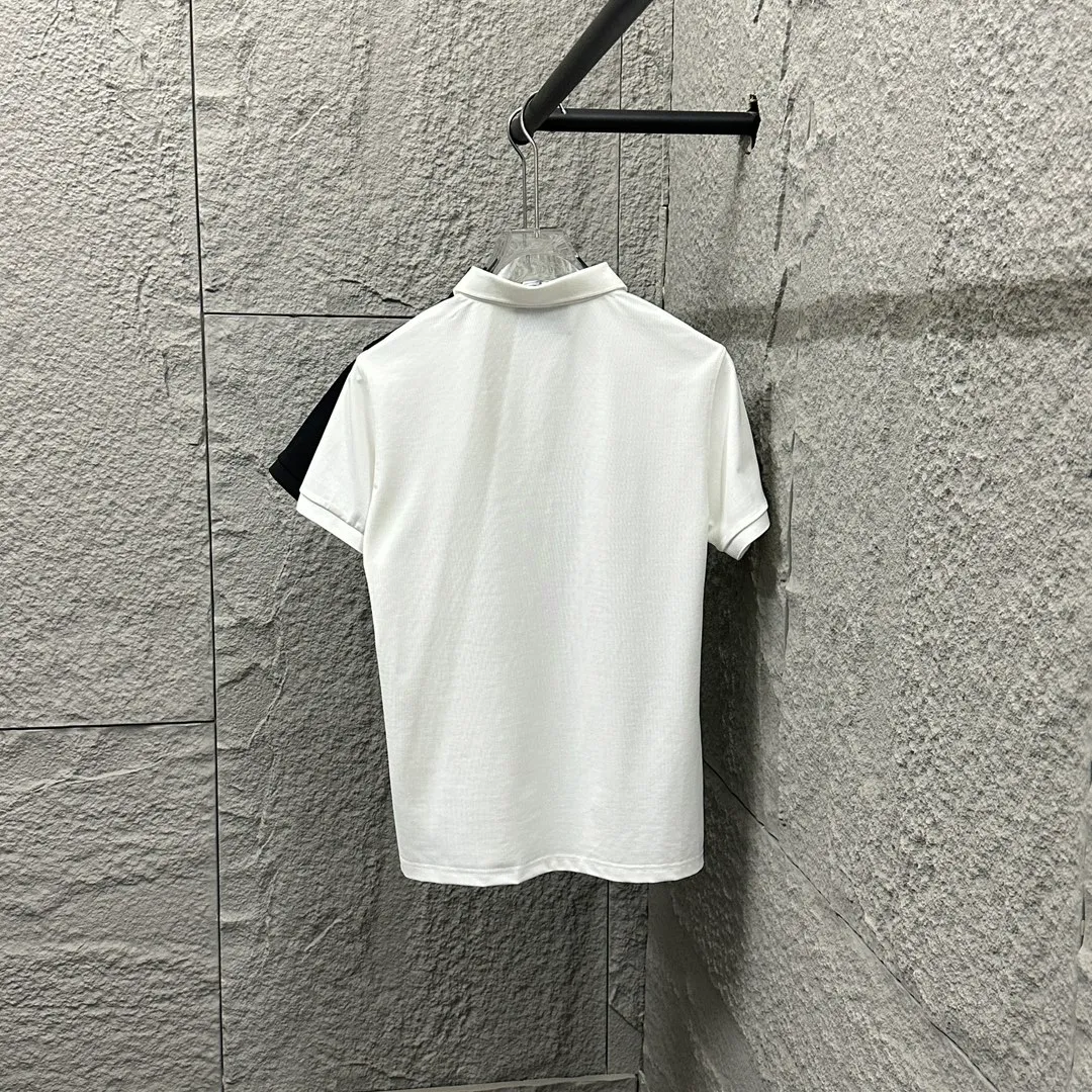 🅿️180 Dio*Dior* short-sleeved POLO 2025 spring and summer new style Simple letter embroidered pique fabric Short-sleeved polo stand-up collar Unisex Size: M L XL 2XL 3XL Color: Black White