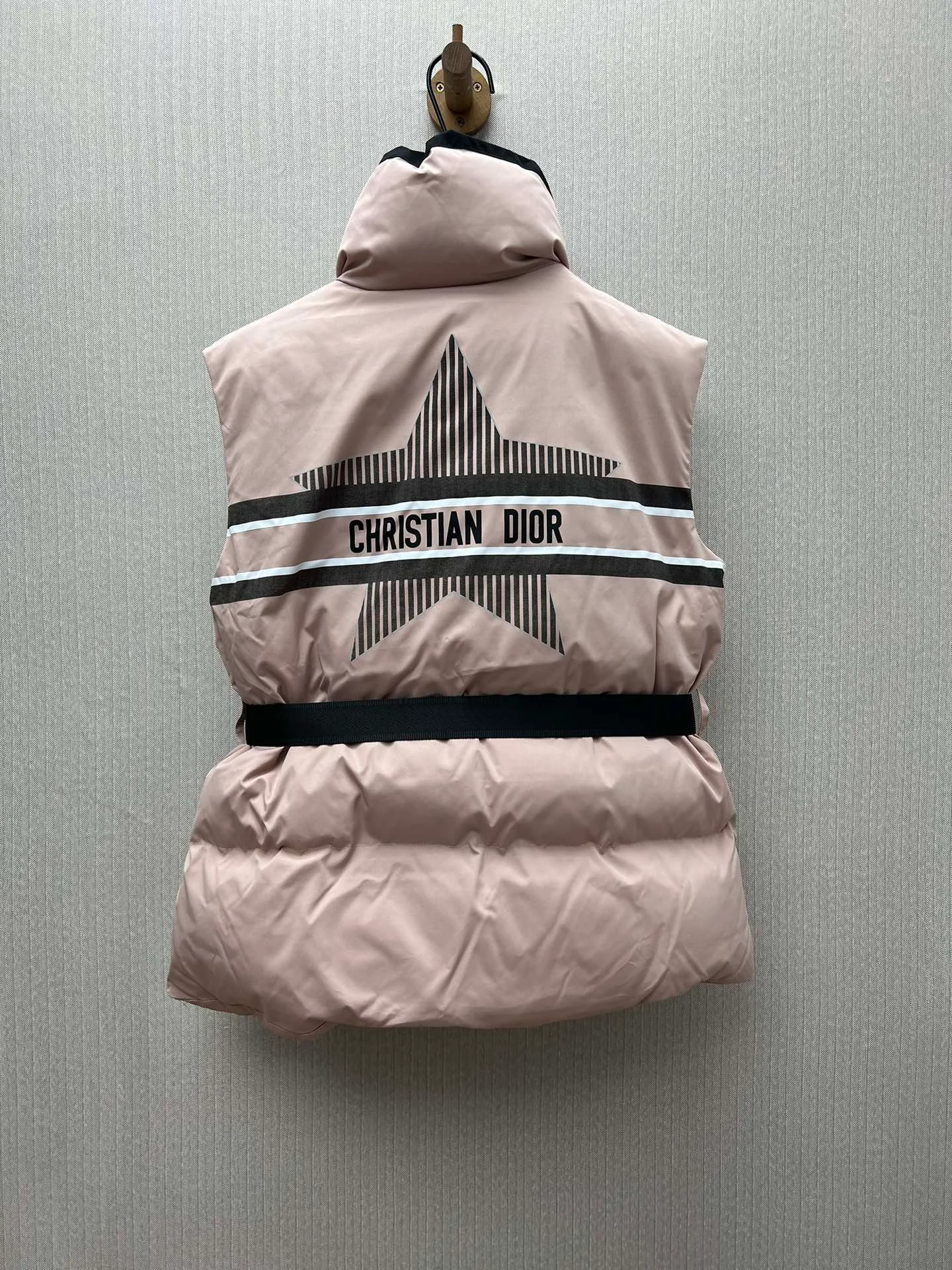 🅿️680 Dior 25ss new Dioralps Star pattern quilted taffeta with belt stand collar waist sleeveless vest women's pink code number: S.M.L.