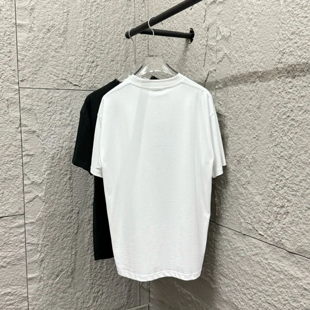 🅿️180 Dio*Dior* 2025 Spring and Summer Style Classic small love letter embroidered personalized logo Customized double yarn plain cotton fabric Short-sleeved T-shirt Unisex Size: S (90-130 catties) M (120-150 catties) L (140-165 catties) XL (160-180 catties) XXL (180-210 catties) Color: black white