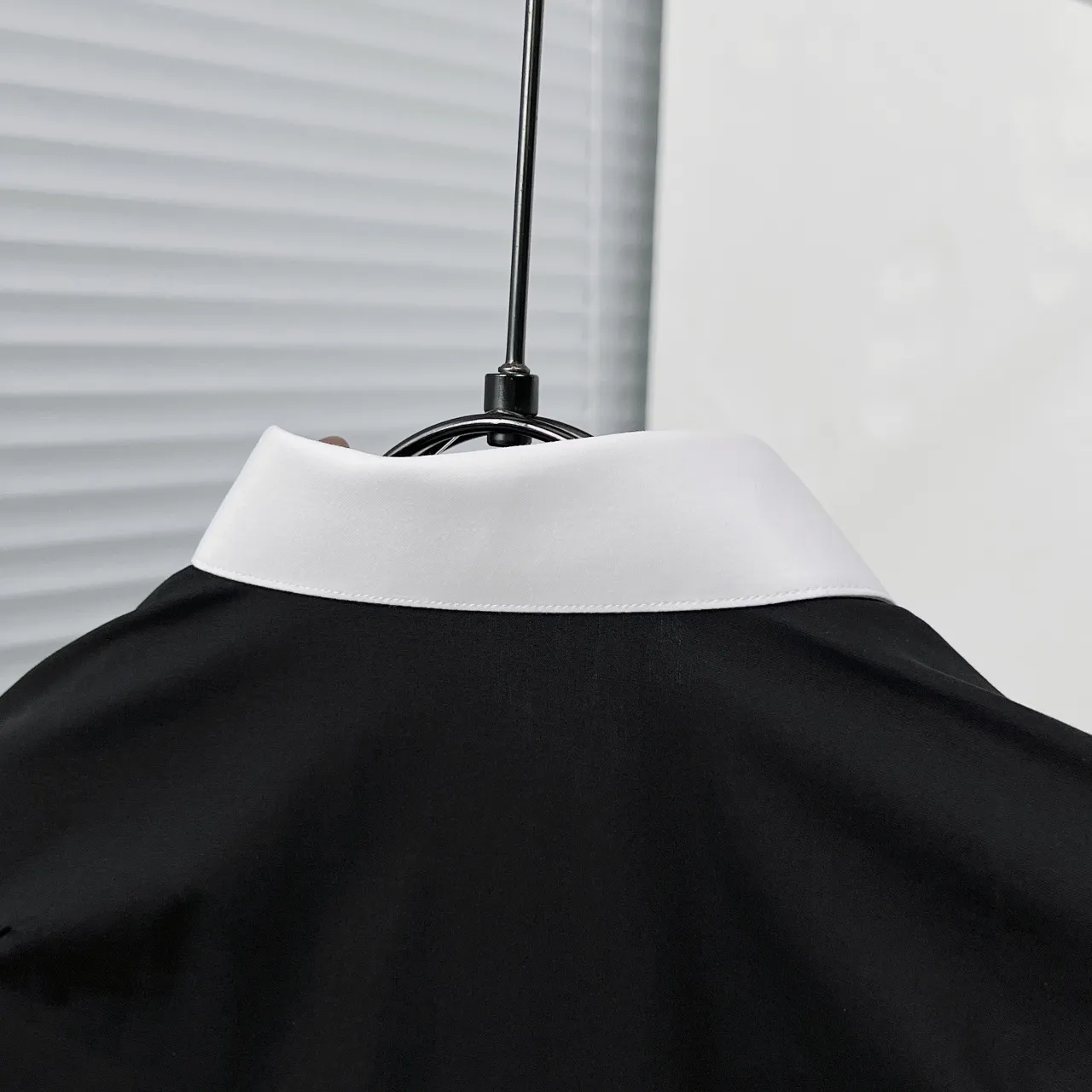 🅿️366 DIO*/Dior collar color-blocked bee embroidered shirt Size: M-3XL Color: Black White