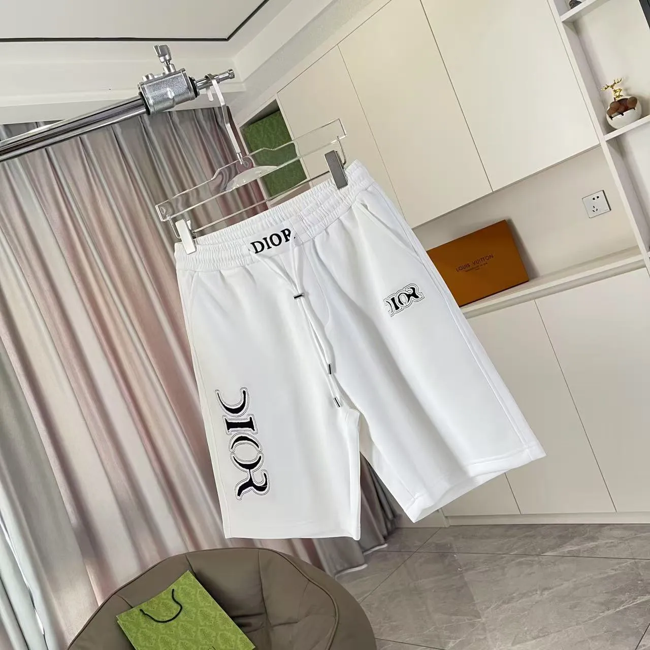 🅿️280 Dio 2025 new summer shorts, personalized letter logo embroidery, customized fabric 350g, same style for men and women, color: black, white, gray, size: M L XL XXL XXXL five sizes