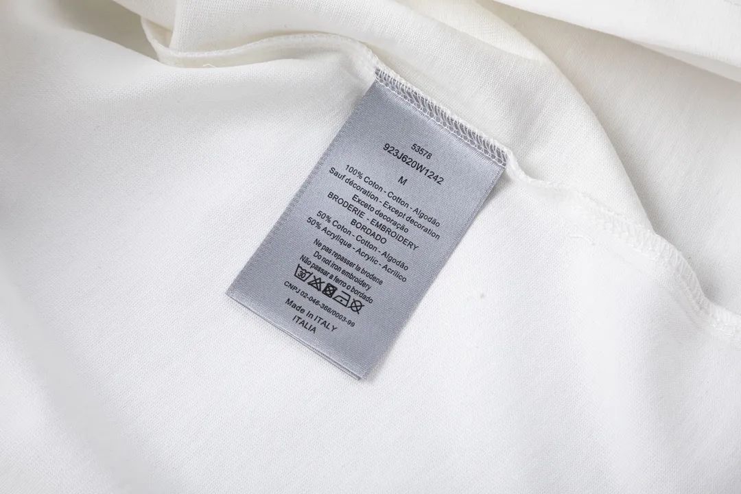 🅿️170 high version DIOR Dior 2025 early spring new style Customized 310g double yarn pure cotton fabric Concave patch embroidered letter logo Same style for men and women Short-sleeved t Color: White Size: S-XL