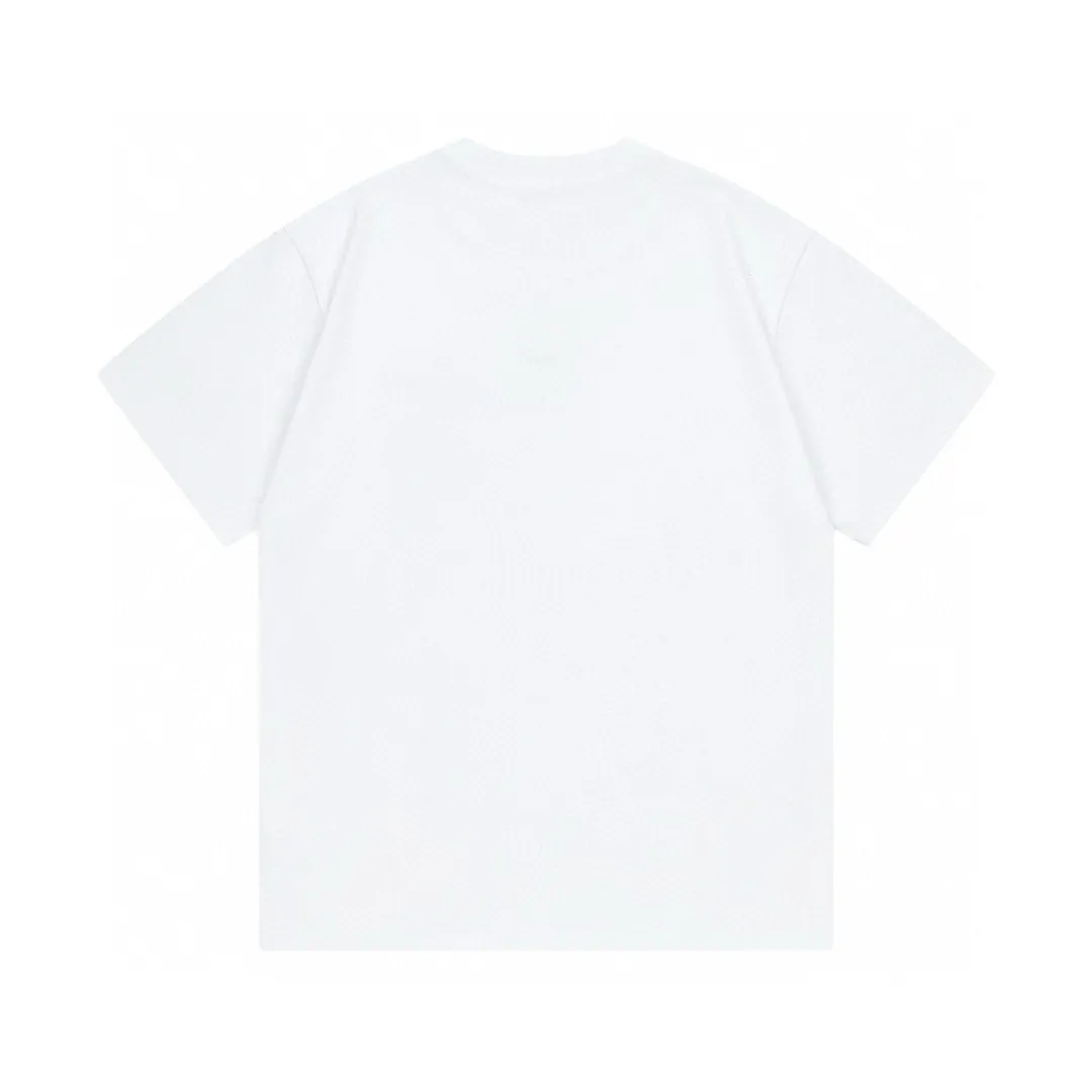 🅿️170 Dior 2025 early spring new style Customized 270g double yarn pure cotton fabric Imported Tajima machine high-density embroidery colorful letters logo Couple style short-sleeved T-shirt Color: White Size: XS-L
