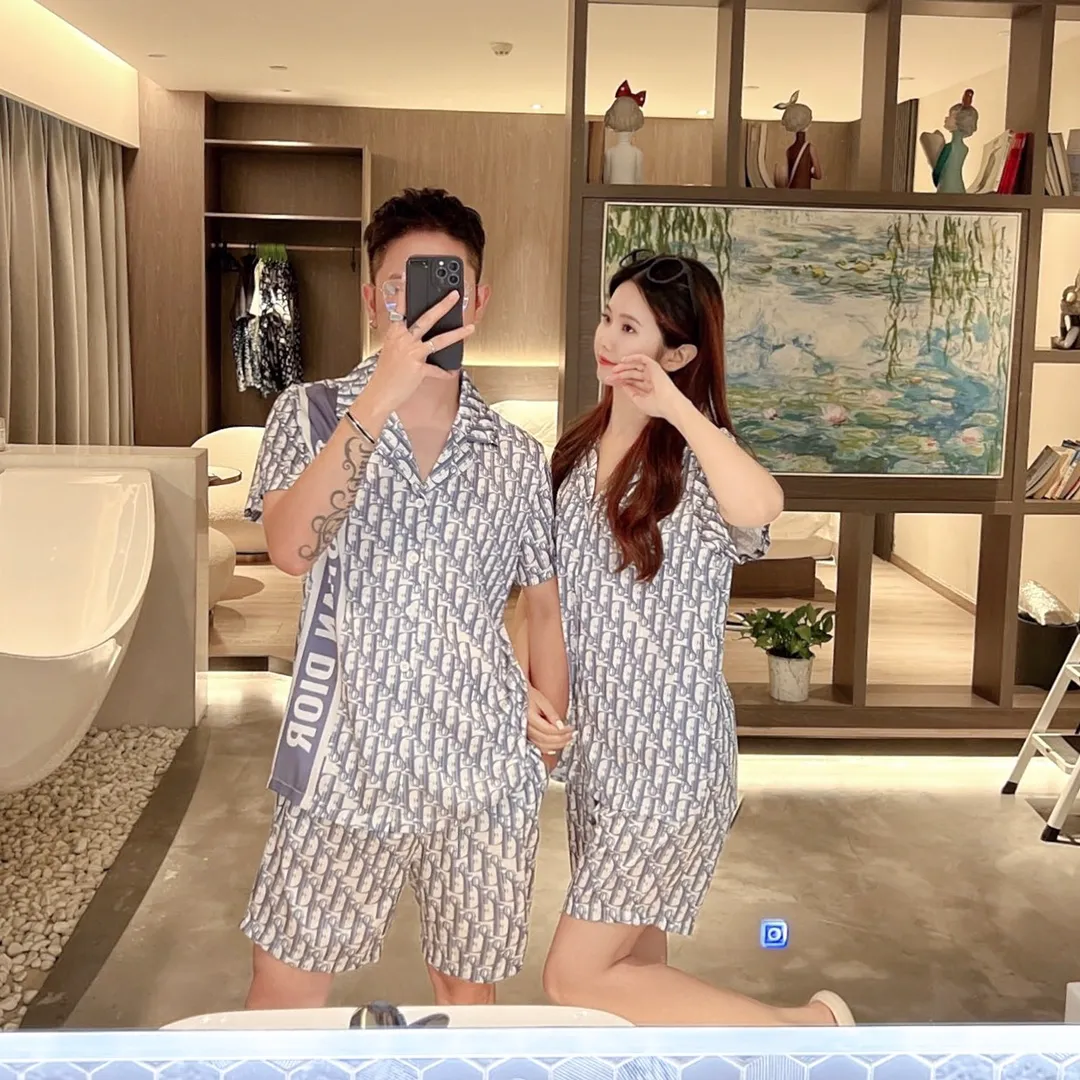 🅿️340 2024 DIOR Dior home wear, high-end Korean silk fabric, skin-friendly, soft and comfortable, couple size M～XXXL