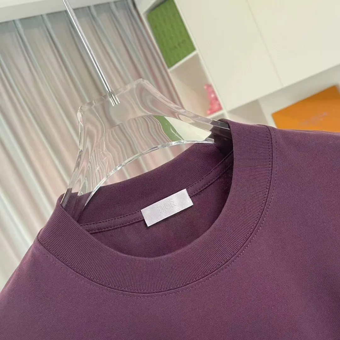 🅿️170 Dio Dior 2025 summer new style personalized letter logo printing short-sleeved T-shirt customized fabric 300g same style for men and women Color: black white lake green purple Size: S M L XL XXL five sizes