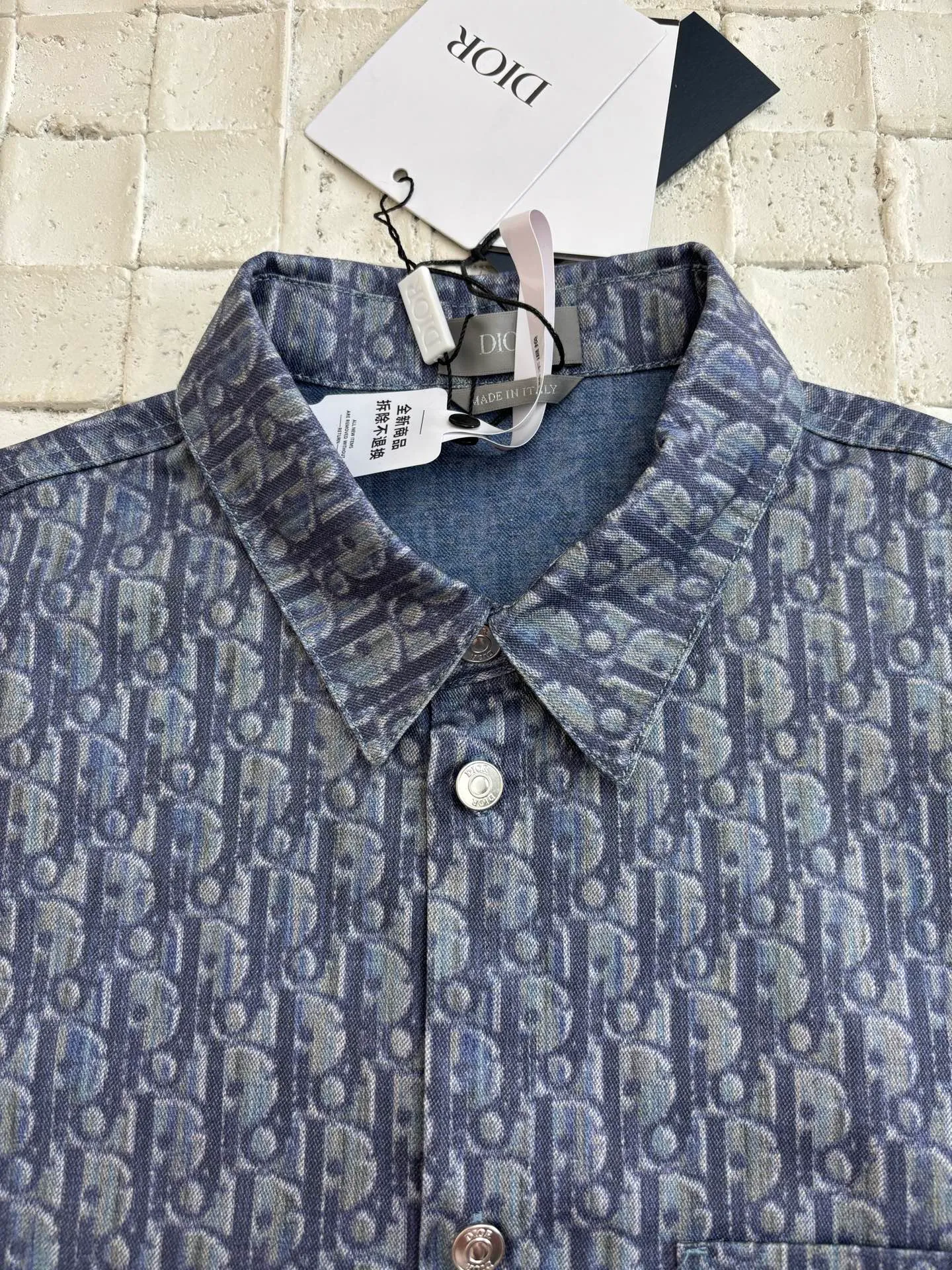 🅿️530 Dio*/Dior 25SS cotton twill printed short-sleeved shirt, genuine 20553 purchased, customized textured cotton 10*10 cotton (different from market fabrics), cloth printing, positioning cutting machine Size: 39/40/41/42