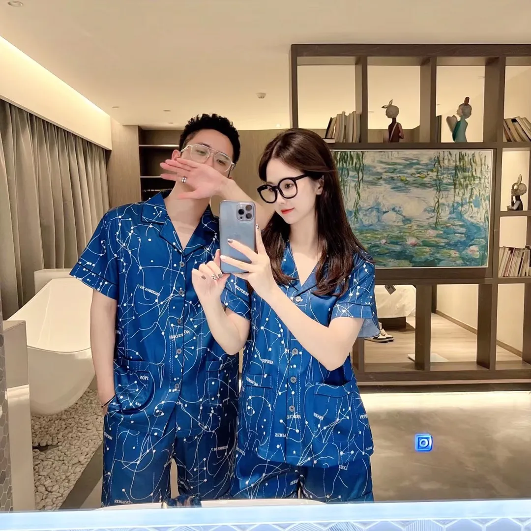 🅿️340 DIOR Dior home wear, high-end Korean silk fabric, skin-friendly, soft and comfortable, same style for men and women, women's size: S～L, men's size: M～XXXL