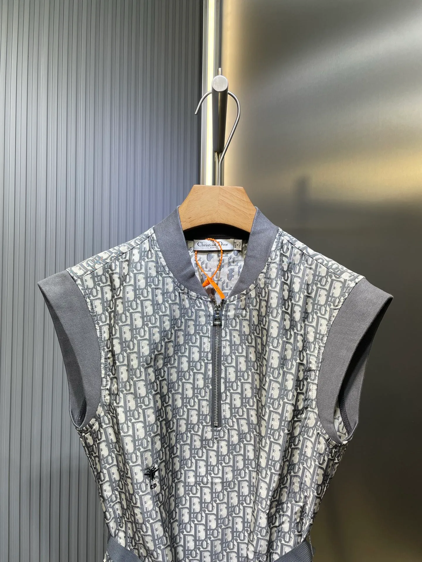🅿️440 Dior 🌟【Top Replica】Home Presbyopia series dress with belt Customized yarn-dyed jacquard LOGO fabric Classic stand-up collar waist A-line skirt style that does not flatter the upper body and looks slim Thread stitching is casual and fashionable for age-reducing girls Size: SML