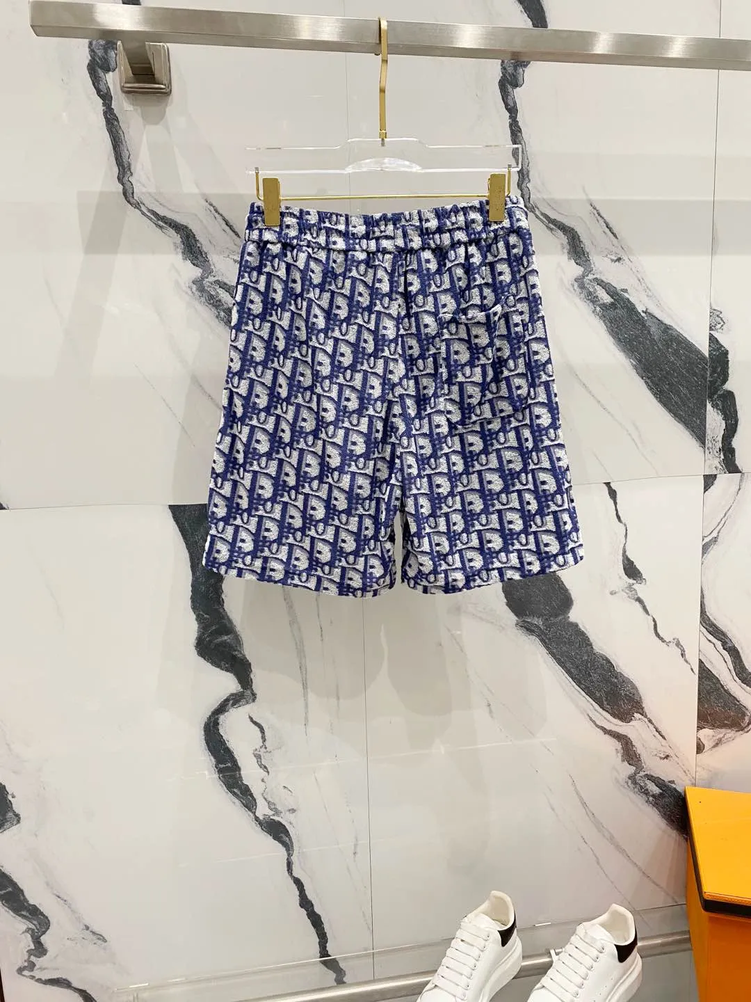 🅿️210 DIOR towel fabric shorts, full printed presbyopic letter LOGO towel fabric set, official synchronization, high version, high quality, fashionable personality, versatile trend, pure original quality, original fabric, tag, collar label, washed wheat, complete three standards, color: black, blue, light green. Size: XS-L