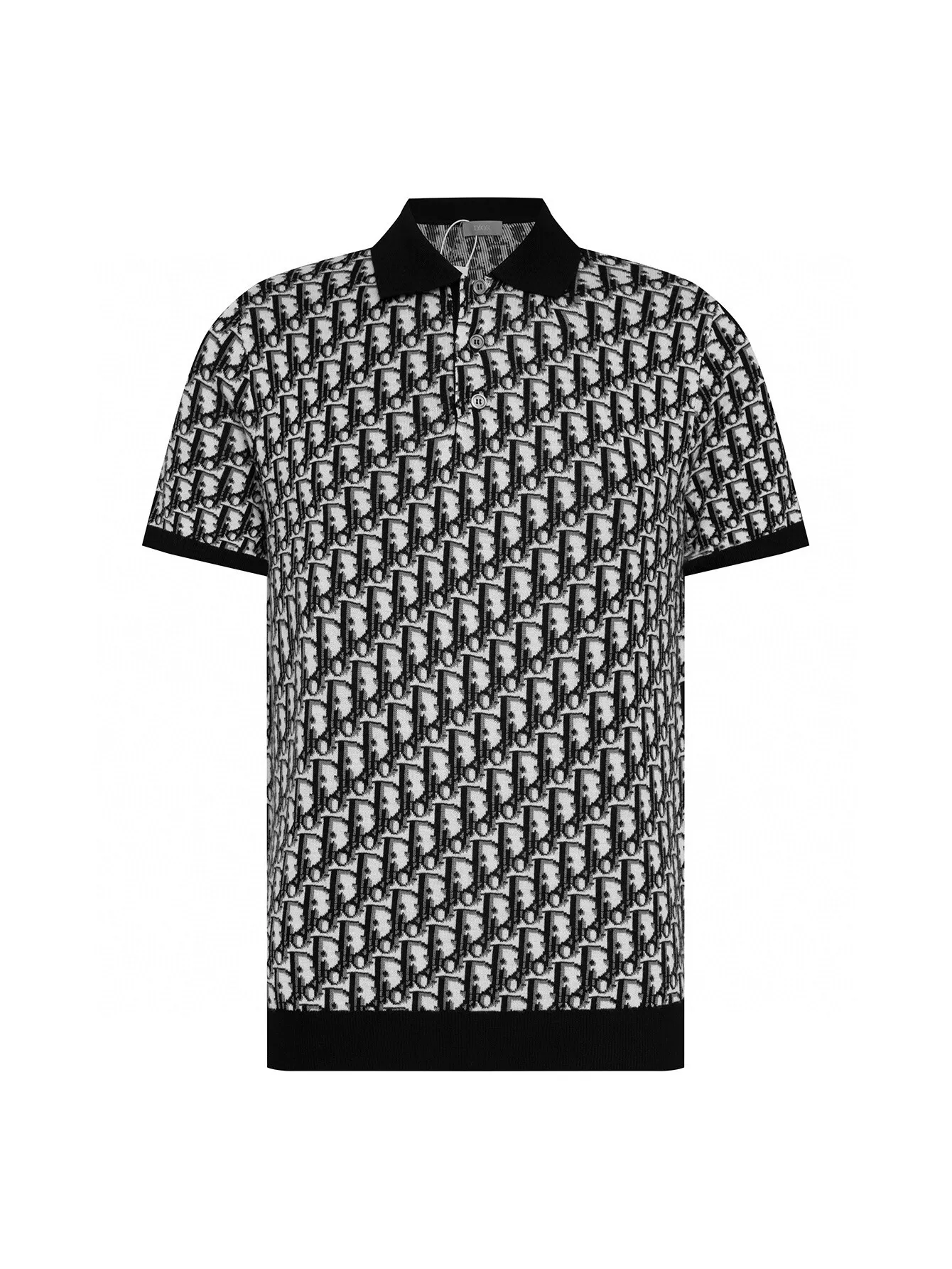 🅿️340 (ZP version) -Dior official website classic letter jacquard Tencel knitted short-sleeved Polo shirt, same style for men and women -Using ZP custom-dyed Tencel knitted fabric, threads are custom-dyed in the same cylinder with zero color difference, full set of accessories customized to distinguish the market currency, welcome to compare -Color Black White -Size S M L XL
