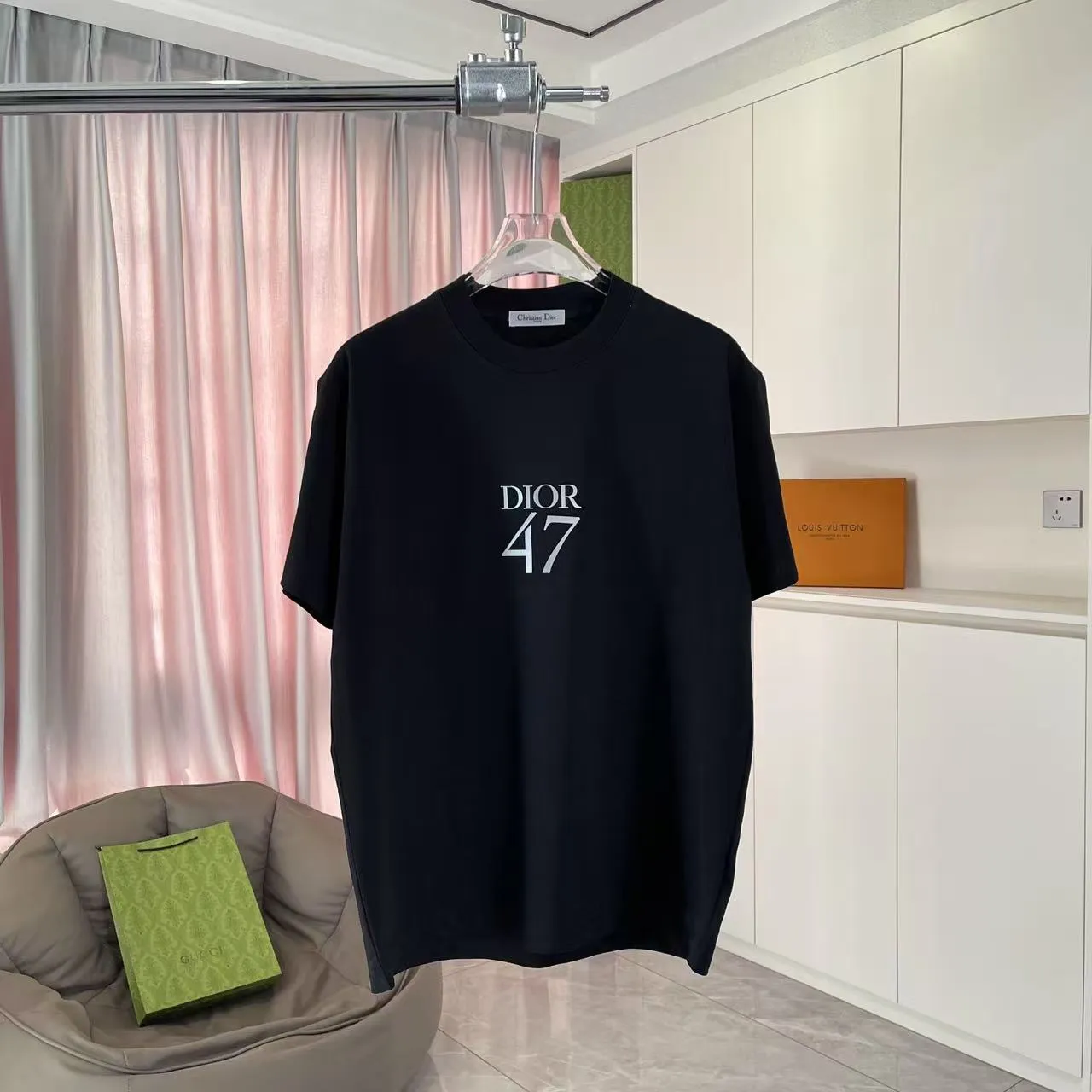 🅿️170 Dio Dior 2025 summer new style Letter logo three-dimensional silicone printing Short-sleeved T-shirt Customized fabric 300g Same style for men and women Color: Black White Sky Blue Iron Gray Size: S M L XL XXL Five codes​
