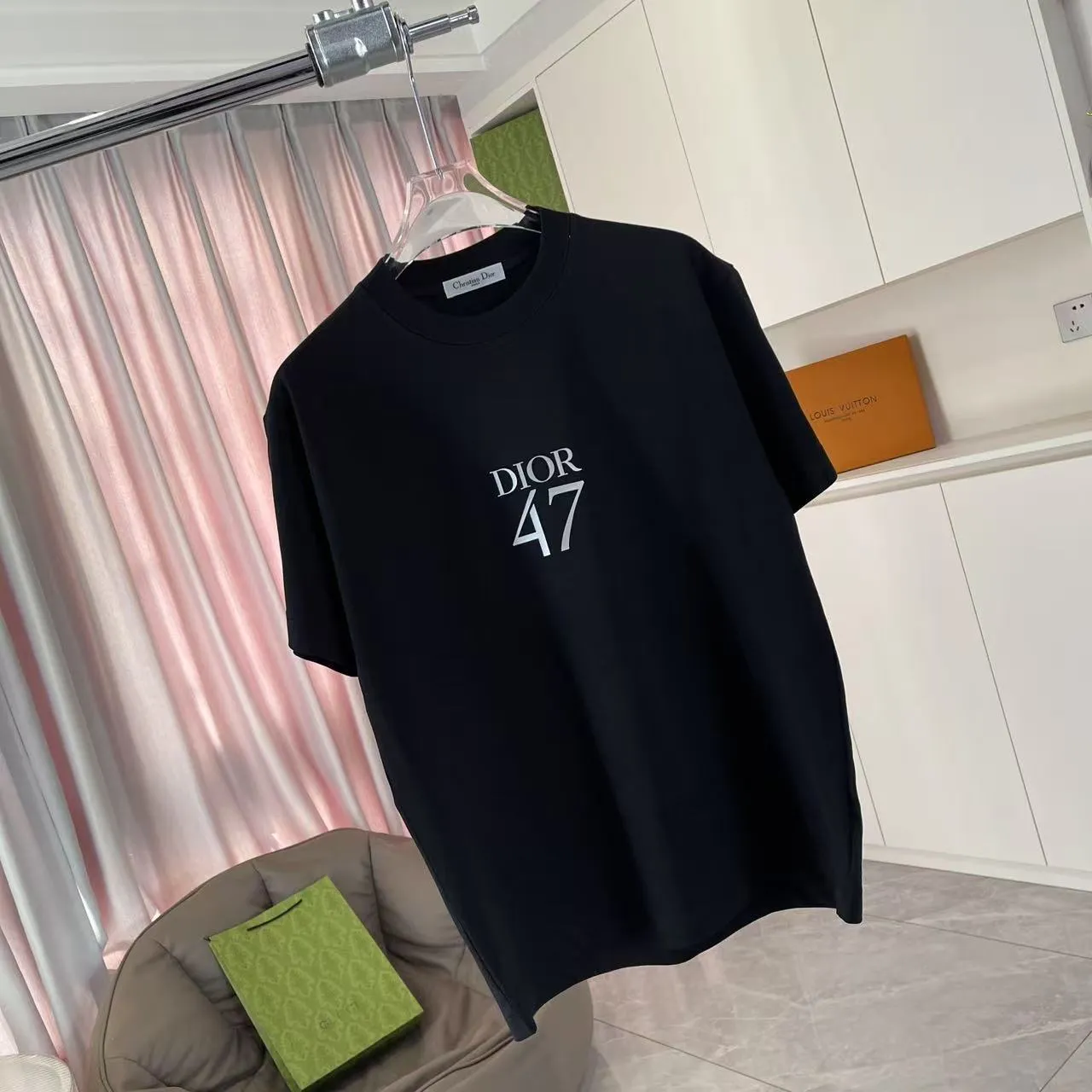 🅿️170 Dio Dior 2025 summer new style Letter logo three-dimensional silicone printing Short-sleeved T-shirt Customized fabric 300g Same style for men and women Color: Black White Sky Blue Iron Gray Size: S M L XL XXL Five codes​