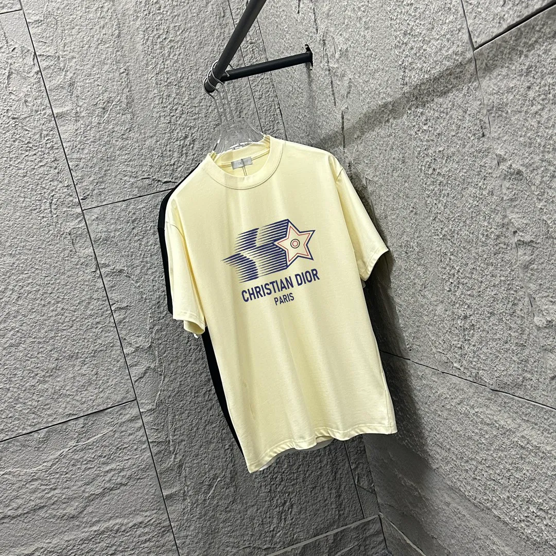 🅿️180 Dio Dio 2025 spring and summer new style Five-pointed star letter printing on the chest Short-sleeved T-shirt Customized double yarn plain cotton 300 fabric Same style for men and women Color: black white apricot Size: S (90-130 pounds) M (120-150 pounds) L (140-165 pounds) XL (160-180 pounds) XXL (180-210 pounds)