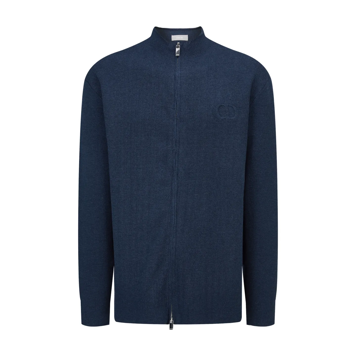 🅿️480 [Exclusive supply] CD 25FW chest logo zipper cardigan sweater (navy blue) The original version was purchased and developed for 17,000. The fabric is made of 50% soft wool and 50% combed cotton yarn. The zipper uses electroplated bright silver double sliders, with the DIOR logo laser engraved on the surface. The embroidery adopts 3D three-dimensional embroidery technology, and the reverse side is embroidered with composite glue, showing a 3D concave and convex visual sense on the surface. Garment washing - removing wool impurities - fixing the color - fixing the pattern. A new take on knitwear, the CD Icon sweater is an example of Dior's savoir-faire. Carefully crafted from black sheep wool knitted fabric, it is decorated with CD Icon debossed embroidery on the chest and zipper closure, making it unique. Warm and practical, it can be worn layered with a T-shirt. Decorated with a CD icon debossed embroidered stand collar on the chest, two-way zipper closure with Dior logo zip puller. Size:S-M-L-XL
