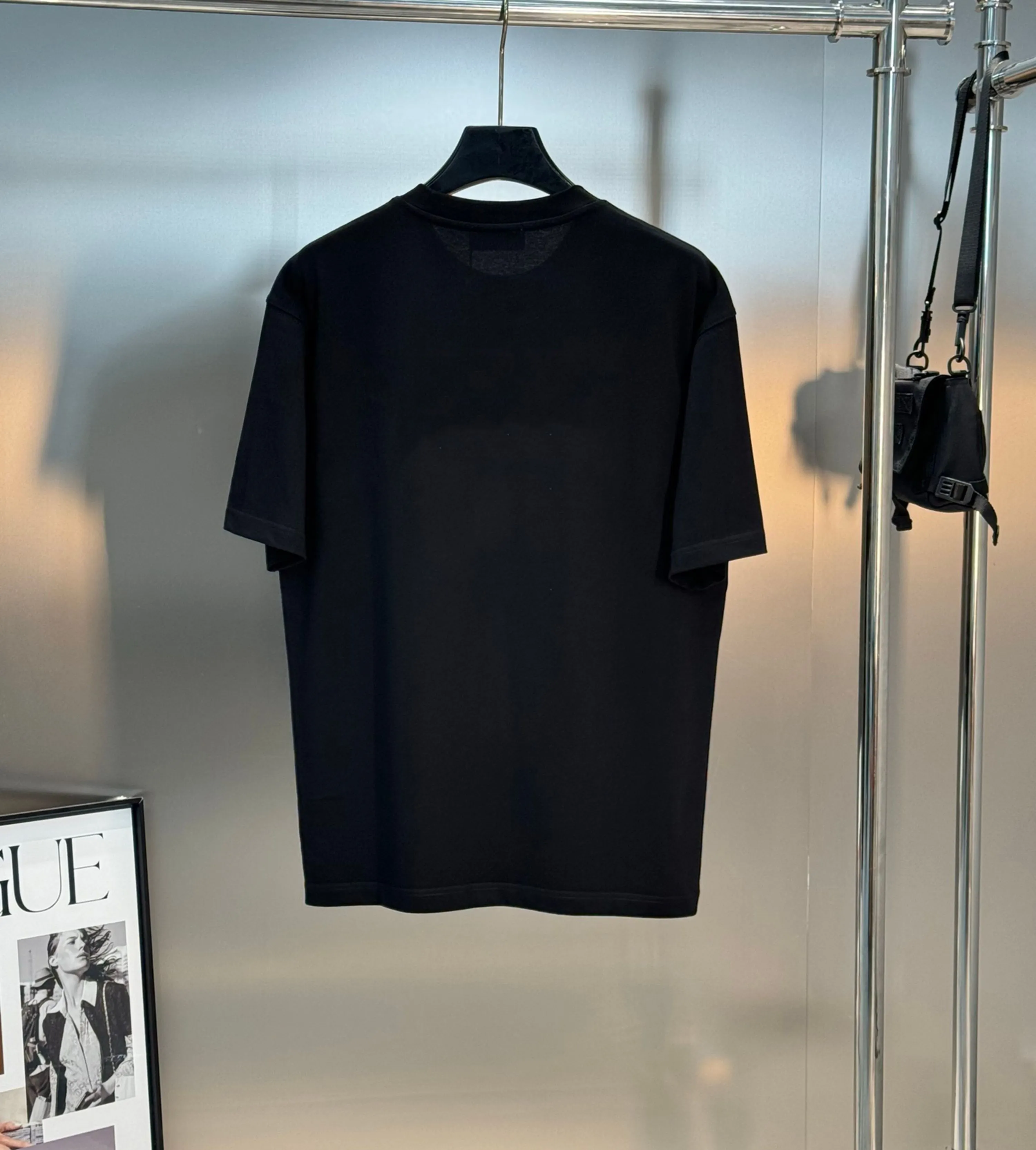 🅿️180 DIOR/Dior 250g round neck short-sleeved T-shirt, brand letter small mark LOGO pattern printing process, official synchronization, high version, high quality, fashionable personality, versatile trend, pure original quality, original fabric, tag, collar label, washed wheat, three labels complete, color: black, white, size: s-xxl