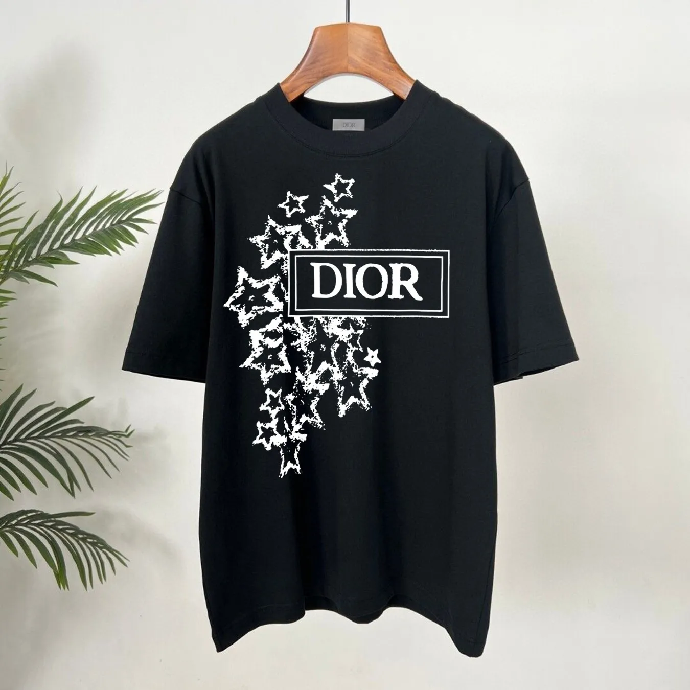 🅿️180 DIOR/Dior 250g round neck short-sleeved T-shirt, brand letter small mark LOGO pattern printing process, official synchronization, high version, high quality, fashionable personality, versatile trend, pure original quality, original fabric, tag, collar label, washed wheat, three labels complete, color: black, white, size: s-xxl