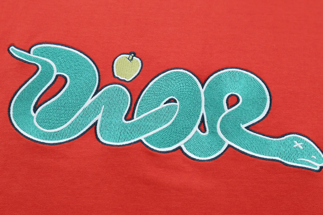 🅿️210 High-quality new DIOR-Dior-25 new Year of the Snake co-branded smudge-dyed snake letter embroidery logo on the chest short-sleeved T-shirt Size: XS-L