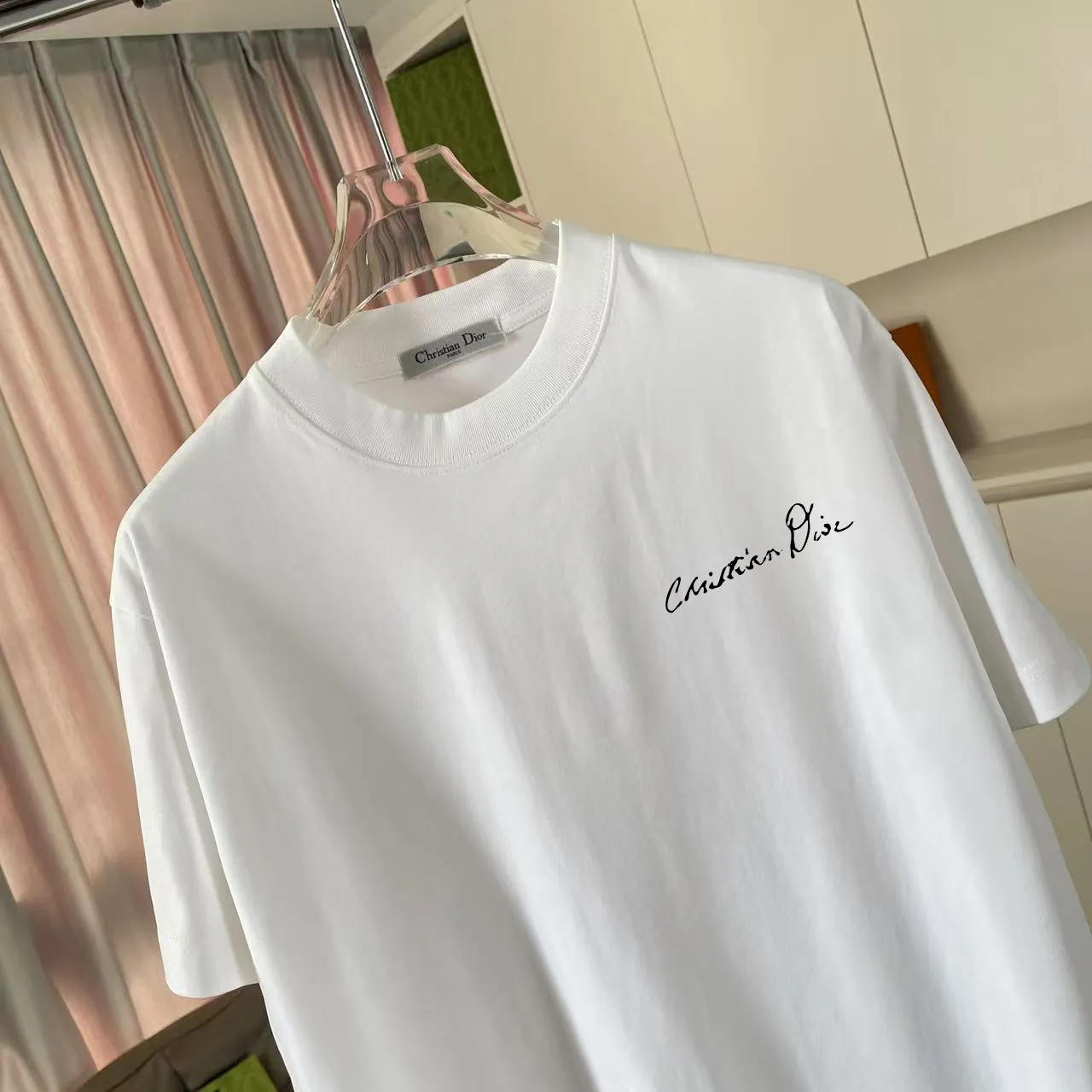 🅿️170 Dio Dior 2025 summer new style Personalized letter logo printing Short-sleeved T-shirt Customized fabric 300g Same style for men and women Color: Black White Pink Sky Blue Iron Gray Size: S M L XL XXL Five codes ​
