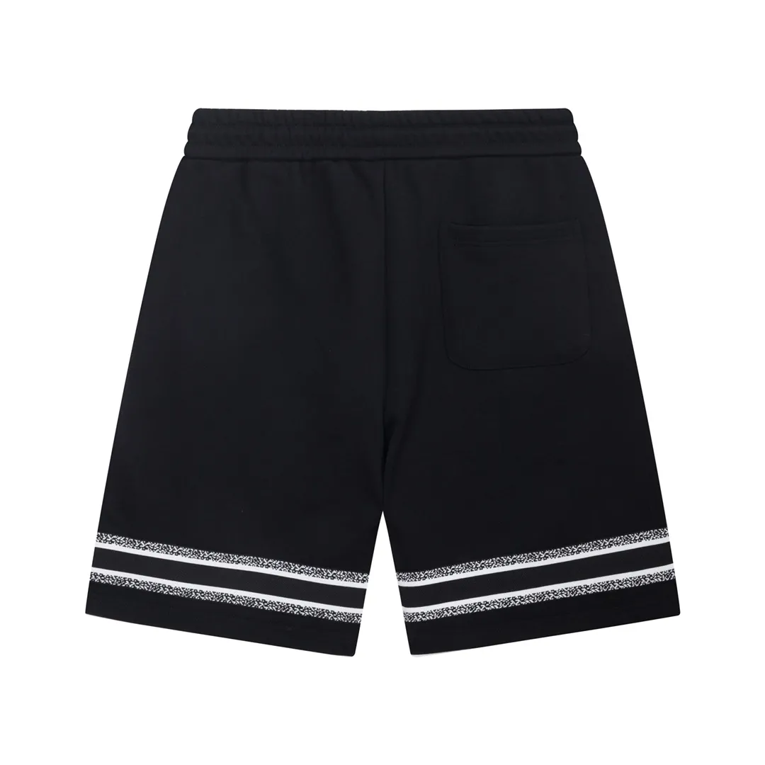 🅿️210 Dior 2025 new model, daily commuting for men and women, must-have outfits, stripe splicing, finely embroidered flower letter logo, casual shorts ·Customized 380g terry fabric ·Imported Tajima machine embroidery technology ·Waist label, hangtag, three wash marks complete Color: Black Size: S M L XL
