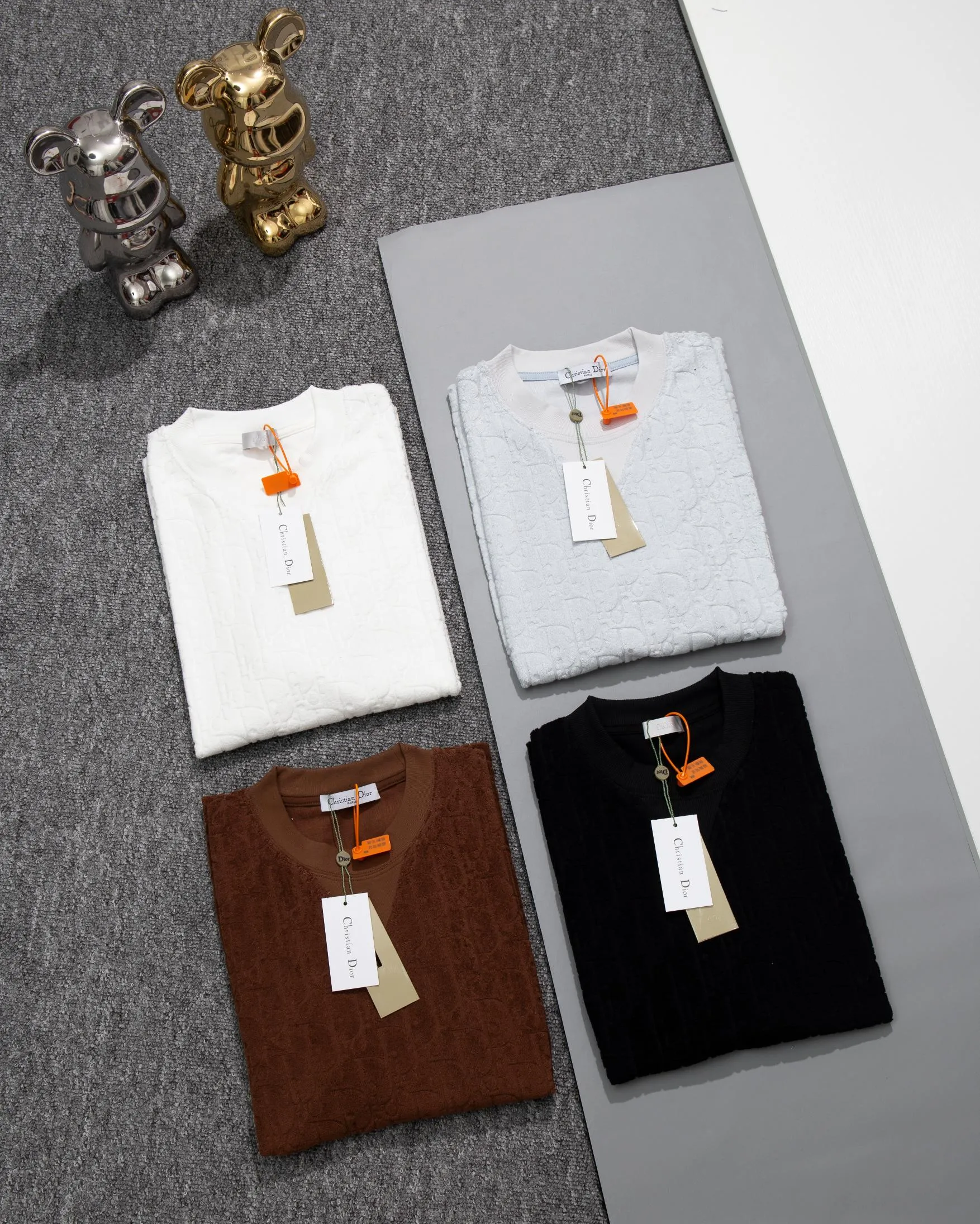 🅿️200 DIOR round neck triangle short-sleeved T-shirt made of cloth LOGO velvet fabric, official synchronization, 1:1 original mold opening, fashionable personality, versatile trend, pure original quality, original washed fabric, tag, collar label, washed wheat, complete three labels, color: black, white, coffee, purple, size: S M L XL