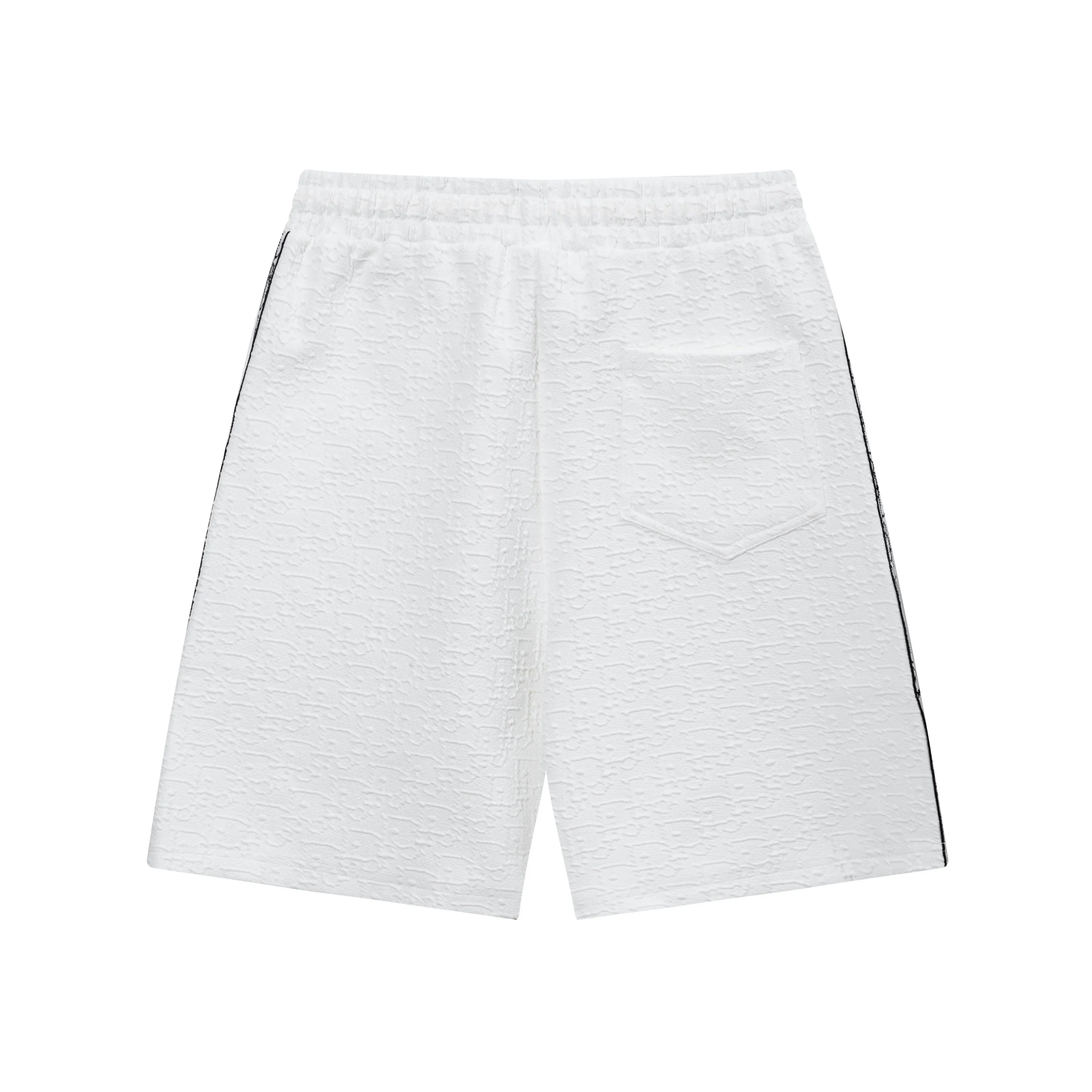 🅿️190 2025 Dior Dior new knitted jacquard shorts, customized fabric, knitted with knitted logo printed on it. The version is tight and three-dimensional, with straight stripe splicing. The customized trouser cord hardware has strong texture and smoothness. The upper body is comfortable and breathable. It has a concave and convex three-dimensional feel. It is fashionable and casual. Color: White-Black Size: M-4XL