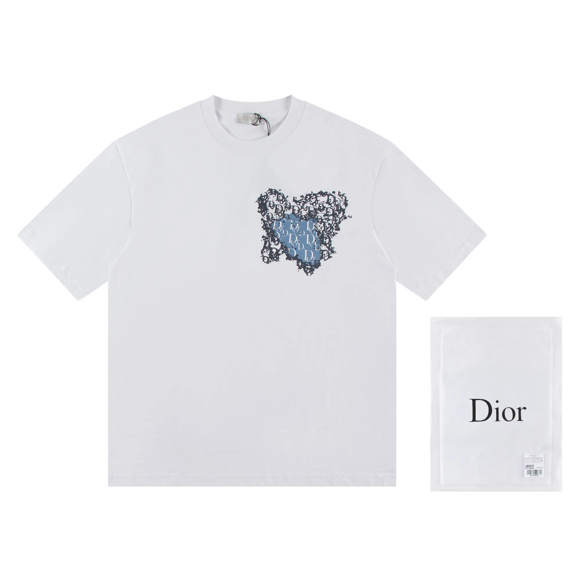 🅿️146 Dior*2025 latest short-sleeved material: high version 300g double yarn combed cotton Size: S M L XL Color: black white Style number: W2553