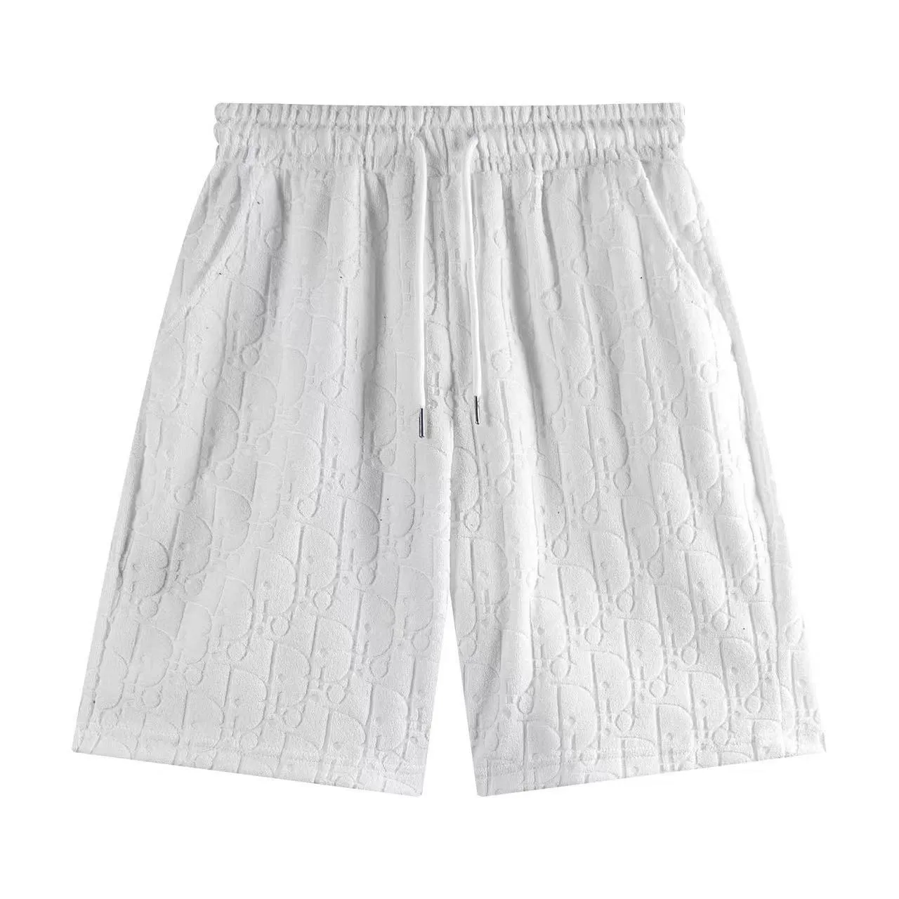 🅿️170 ❥B806# High quality Dior 2025Fall spring and summer new series presbyopia jacquard towel shorts custom-woven and dyed pure cotton 100% gram weight 300G fabric positioning and tailoring heavy material size: S M L XL color: white