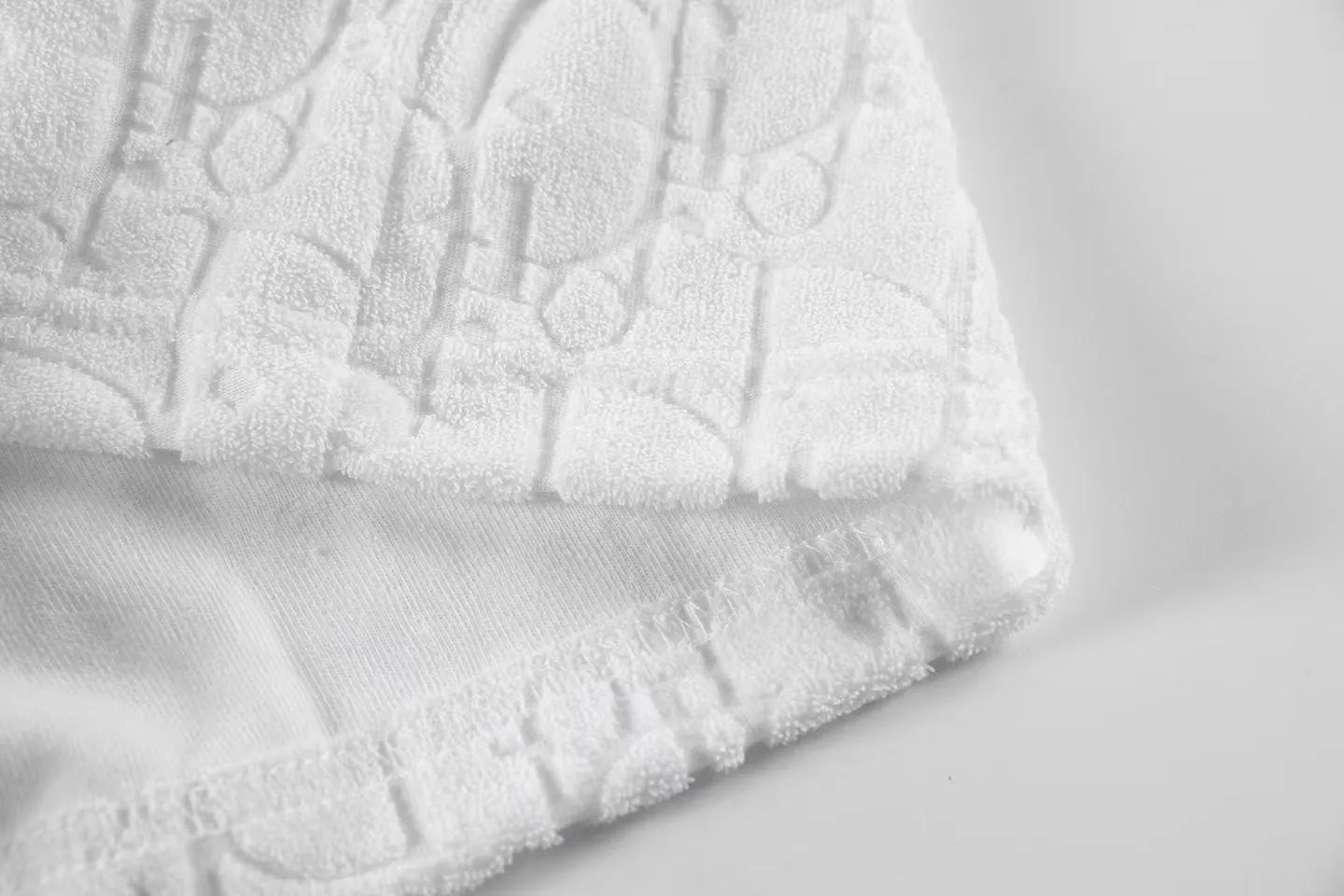 🅿️170 ❥B806# High quality Dior 2025Fall spring and summer new series presbyopia jacquard towel shorts custom-woven and dyed pure cotton 100% gram weight 300G fabric positioning and tailoring heavy material size: S M L XL color: white