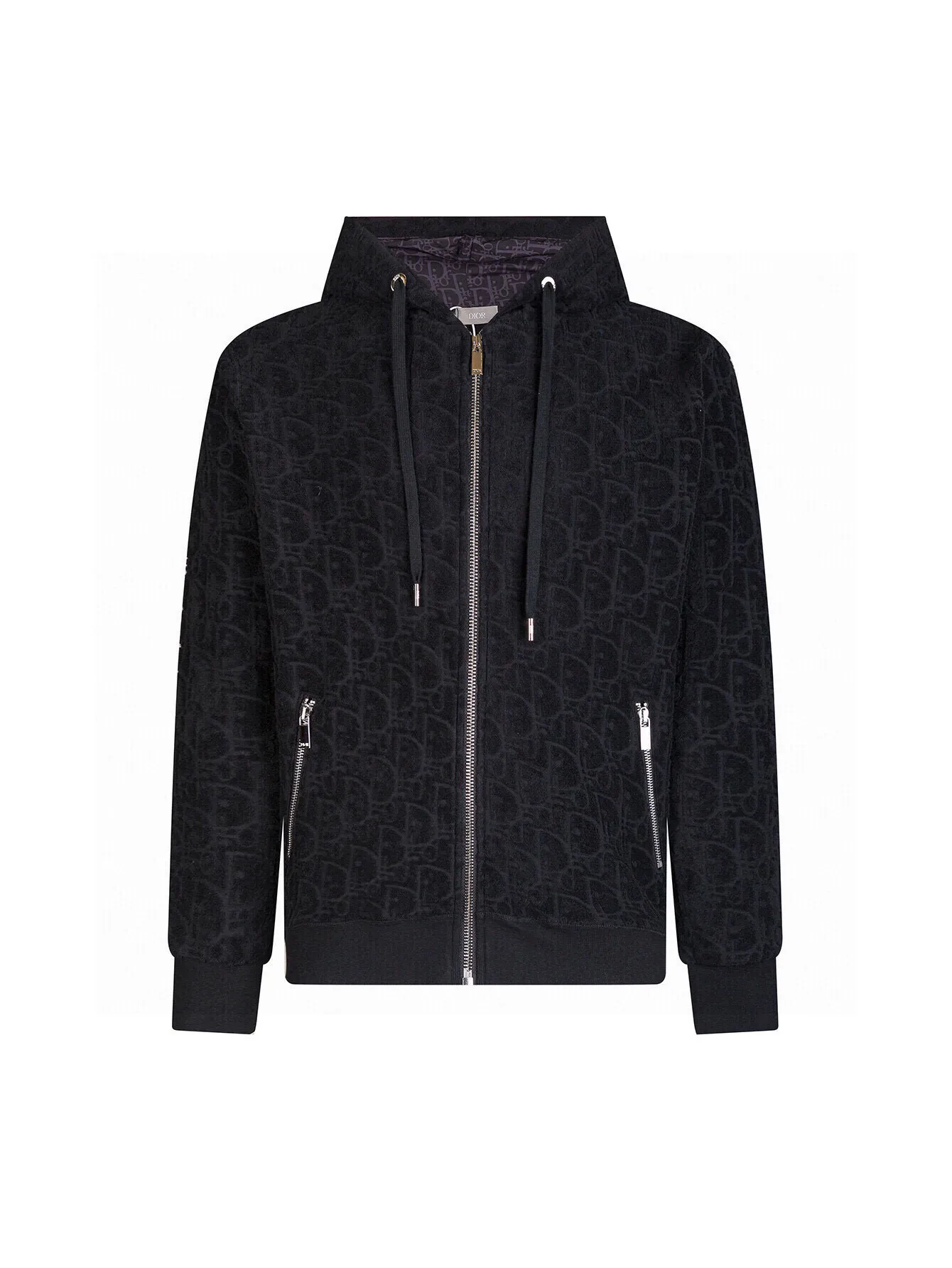 🅿️500 (zp version) Long-term replenishment - Dior presbyopic all-over printed towel embroidered jacquard splicing presbyopic hooded hooded jacket with velvet - Made of original imported terry embroidered jacquard counter-woven and dyed fabric ZP consistent accessories customization Exclusive quality difference currency Welcome to compare - Color: black - Size: S M L XL