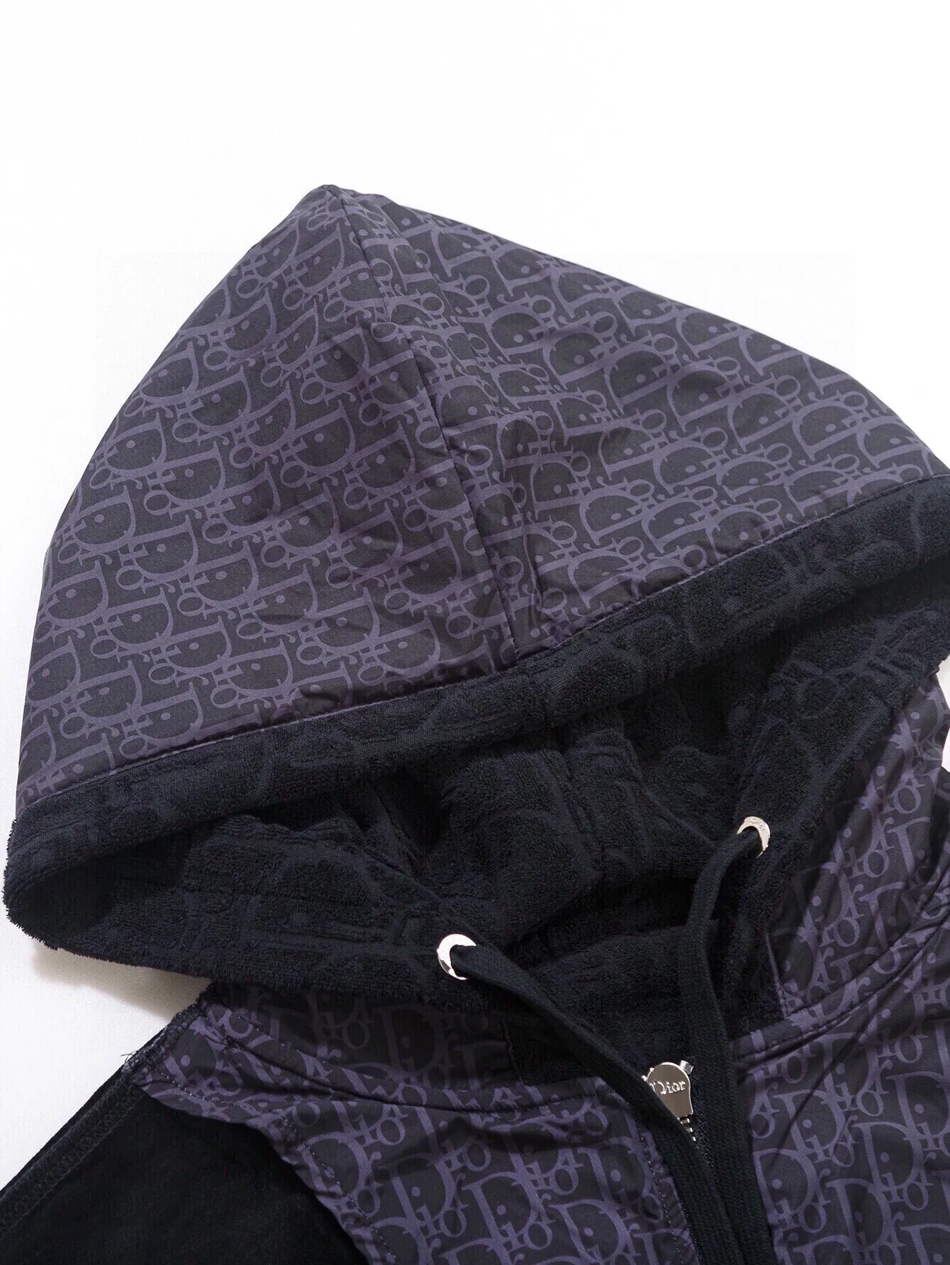 🅿️500 (zp version) Long-term replenishment - Dior presbyopic all-over printed towel embroidered jacquard splicing presbyopic hooded hooded jacket with velvet - Made of original imported terry embroidered jacquard counter-woven and dyed fabric ZP consistent accessories customization Exclusive quality difference currency Welcome to compare - Color: black - Size: S M L XL