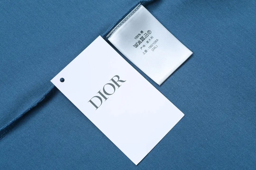 🅿️190 DIOR Dior 2025 new embroidered bee logo couple casual polo shirt ·Customized pique cotton fabric ·Imported Tajima machine embroidery technology ·Collar label, hangtag, main mark and three complete labels Color: blue Size: M-XXXL