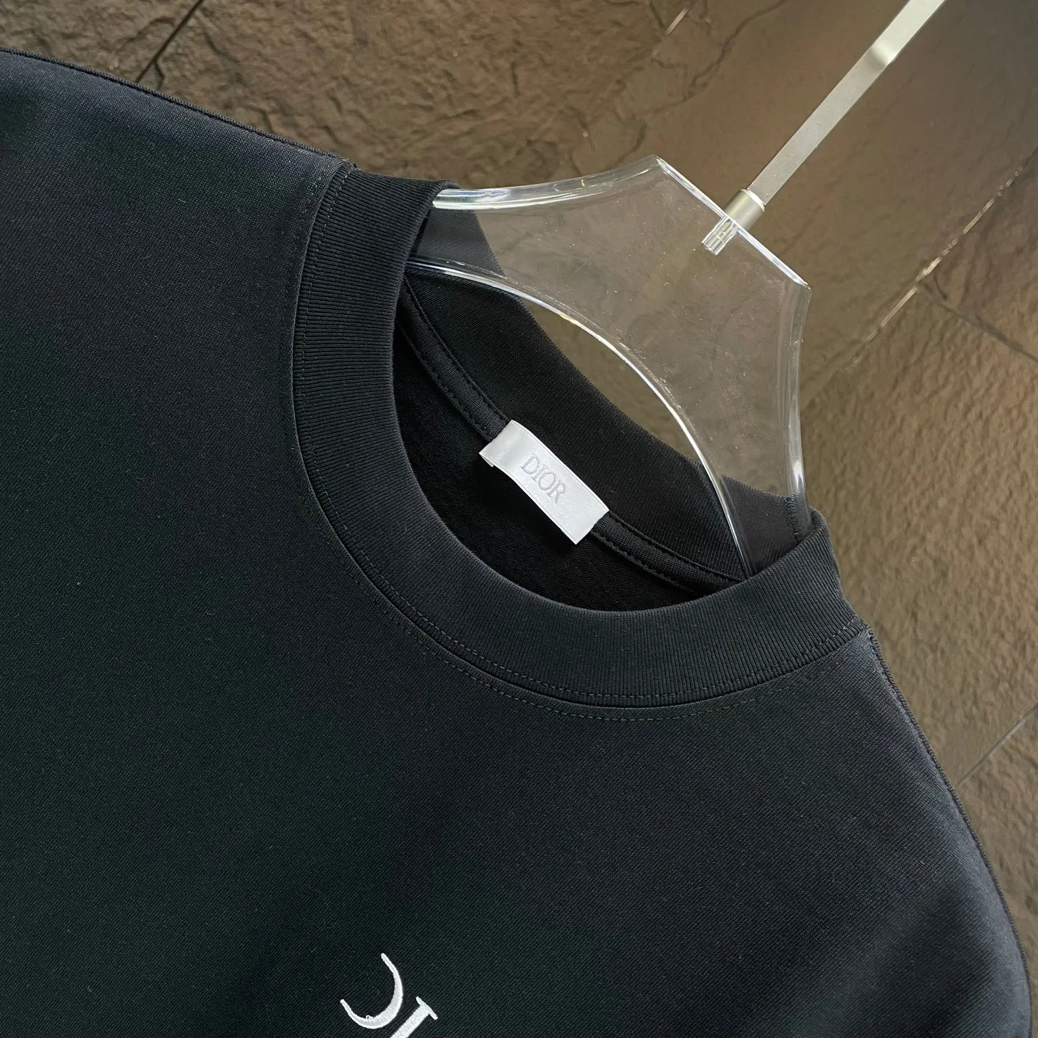 🅿️190 Dior* Dior* 2025 spring and summer new short-sleeved T-shirt Heavy cotton letter logo embroidery Color: black white Size: S M L XL XXL