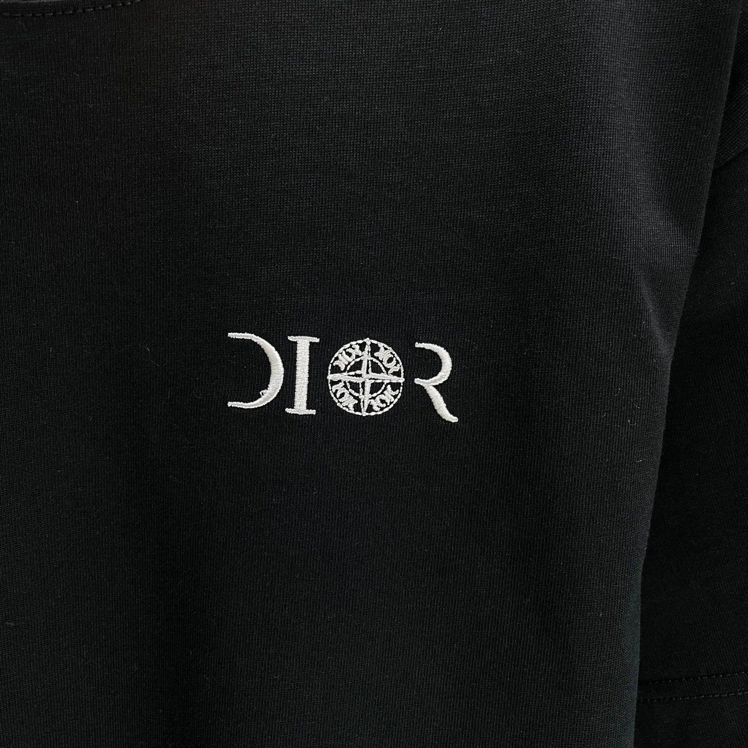 🅿️190 Dior* Dior* 2025 spring and summer new short-sleeved T-shirt Heavy cotton letter logo embroidery Color: black white Size: S M L XL XXL