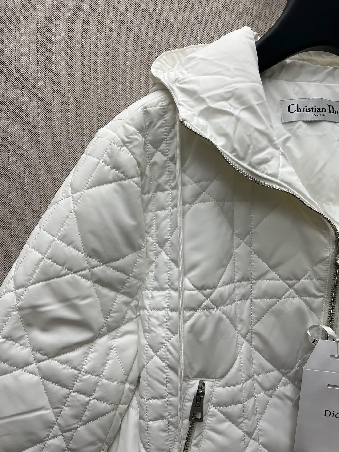 🅿️650 Dior 25ss new Dioralps quilted taffeta technical cannage pattern solid color hooded zipper long-sleeved cotton jacket women's size: S.M.L.
