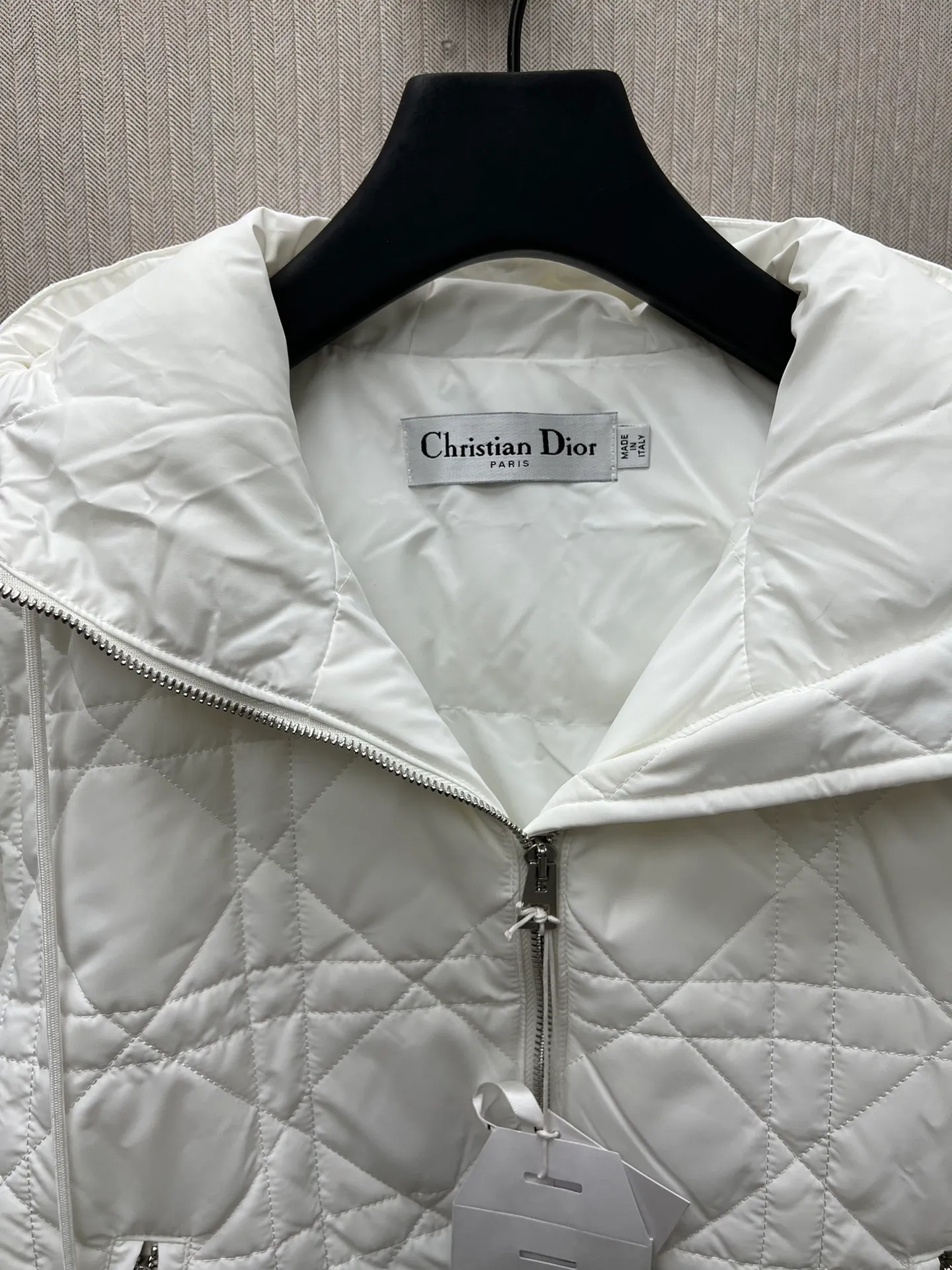 🅿️650 Dior 25ss new Dioralps quilted taffeta technical cannage pattern solid color hooded zipper long-sleeved cotton jacket women's size: S.M.L.