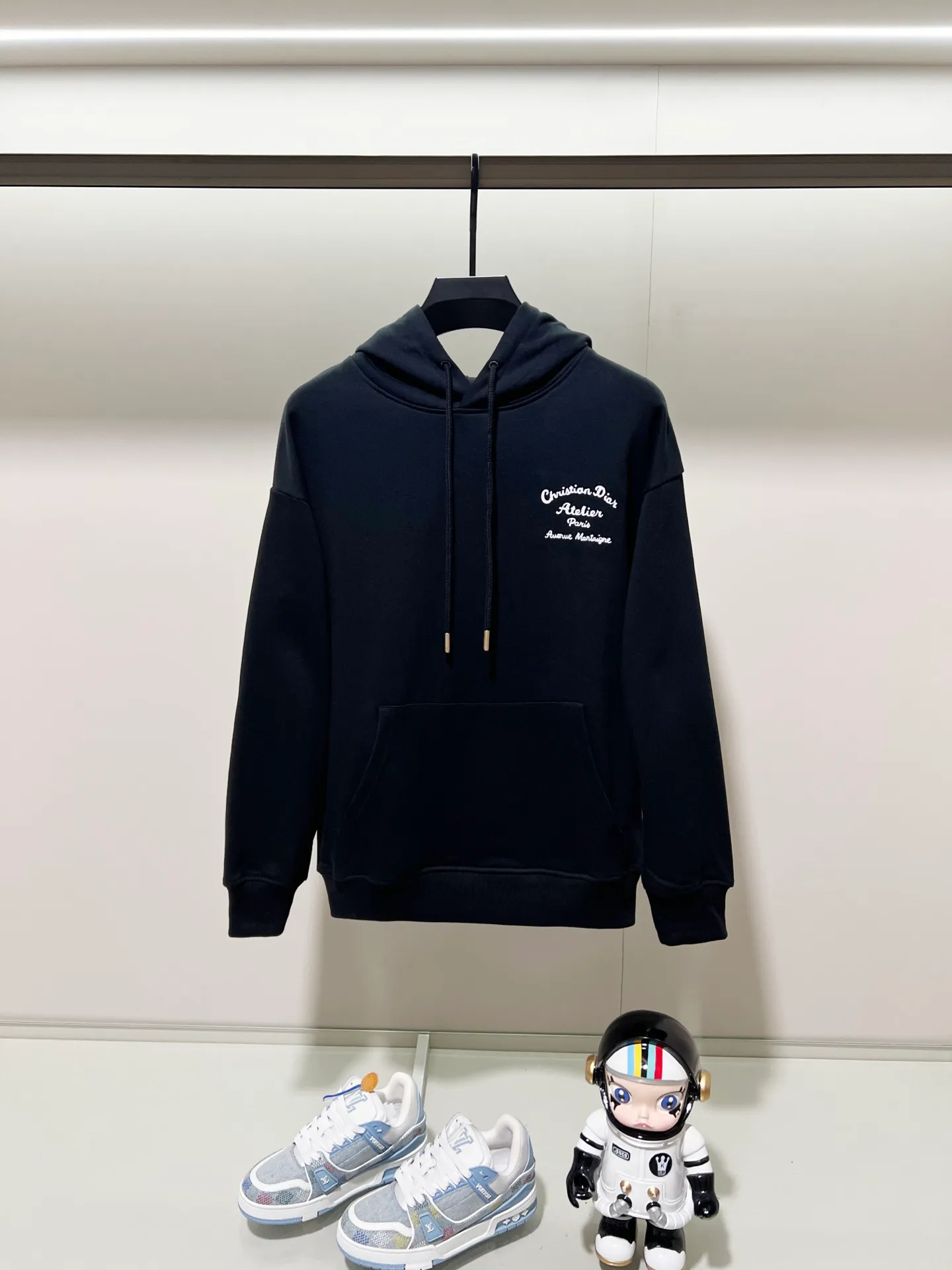 🅿️290 DIOR/Dior 420g pure cotton fabric hooded sweatshirt, front and back knot letter signature ✍️embroidery🪡LOGO logo, official synchronization, high version, high quality, fashionable personality, versatile trend, pure original quality, original fabric, tag, collar label, washed wheat, complete three standards, color: black, khaki, white, gray. Size: XS-L