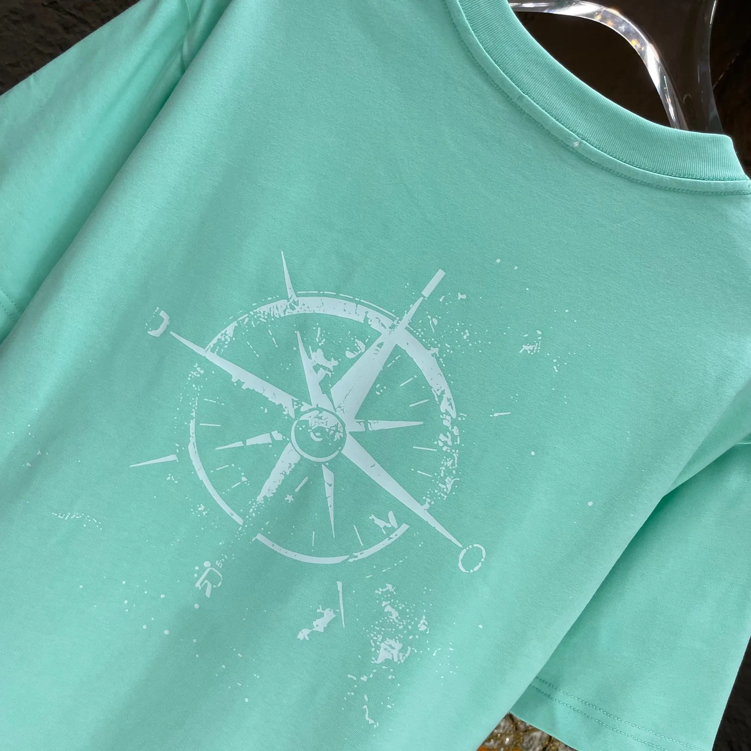 🅿️170 Dio* Dior* 2025 spring and summer new short-sleeved T-shirt Heavy cotton personalized print Color: Black White Mint Green Size: S M L XL XXL