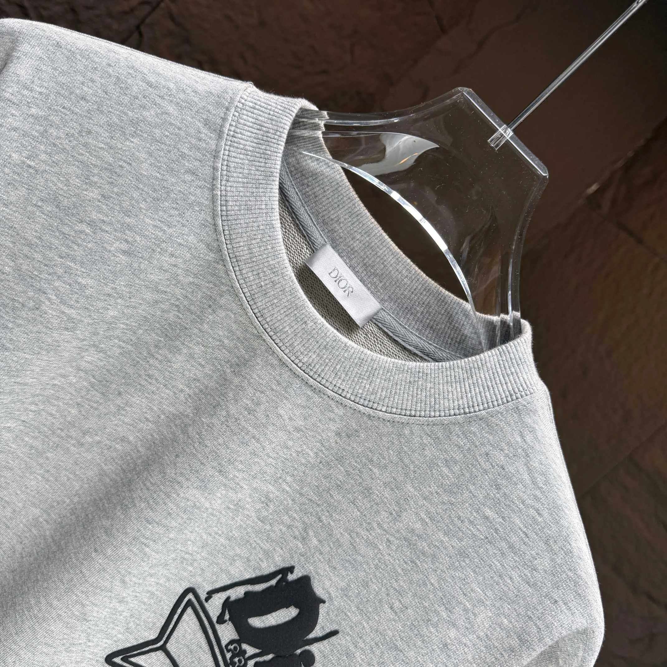 🅿️240 Dio* Dior* 2025 autumn and winter new round neck sweatshirt 400g terry cotton letter logo three-dimensional foam Color: Black White Blue Gray Size: S M L XL XXL