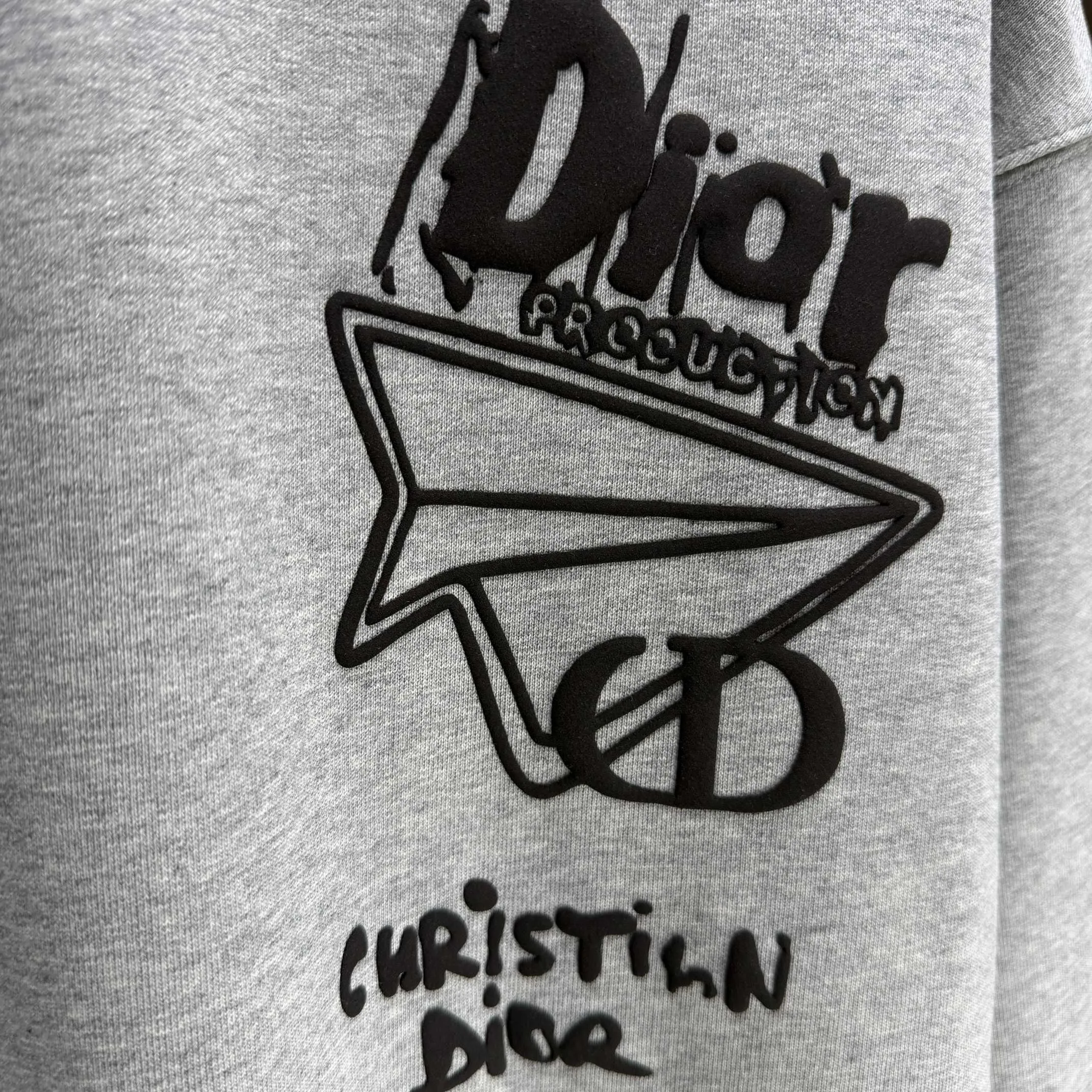 🅿️240 Dio* Dior* 2025 autumn and winter new round neck sweatshirt 400g terry cotton letter logo three-dimensional foam Color: Black White Blue Gray Size: S M L XL XXL
