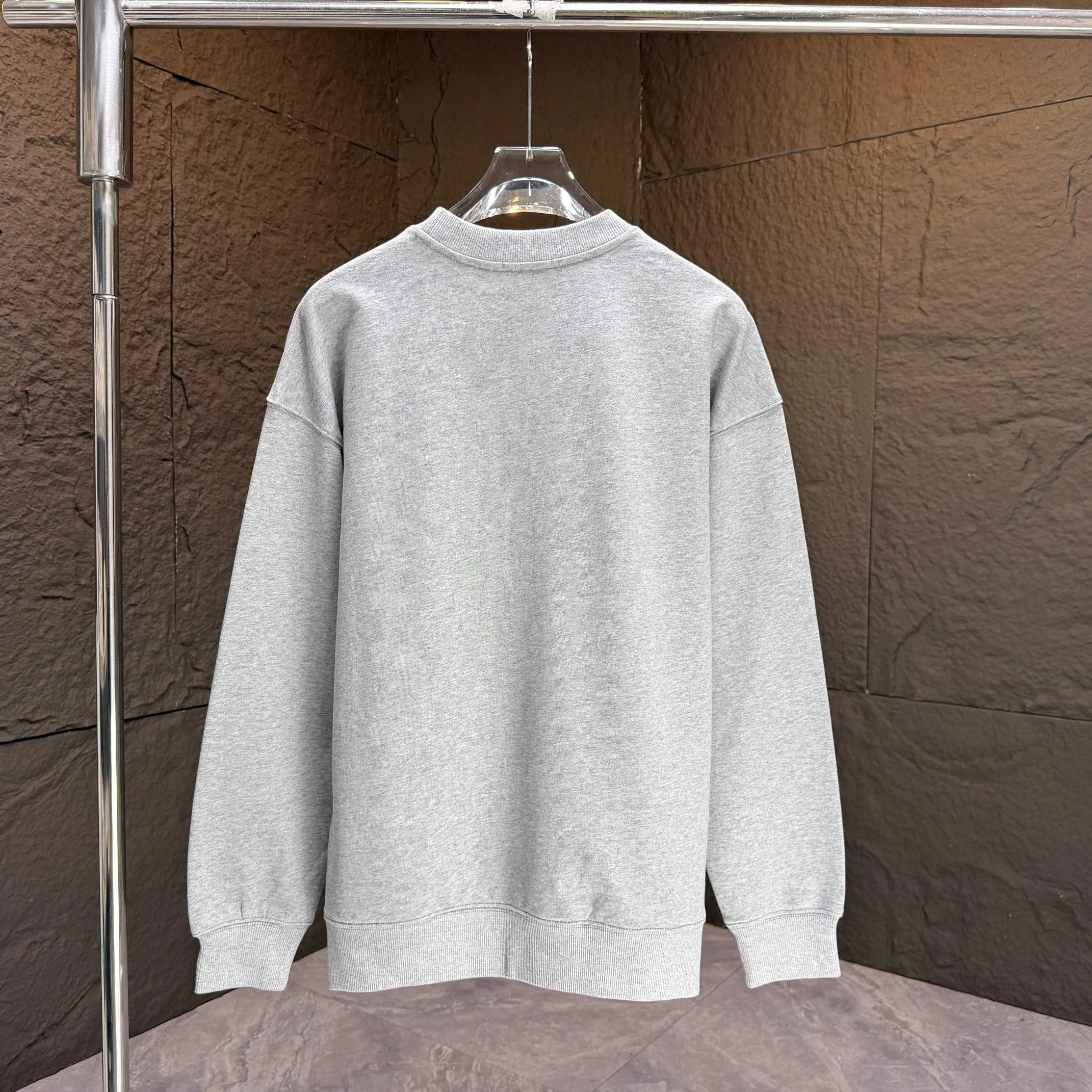 🅿️240 Dio* Dior* 2025 autumn and winter new round neck sweatshirt 400g terry cotton letter logo three-dimensional foam Color: Black White Blue Gray Size: S M L XL XXL